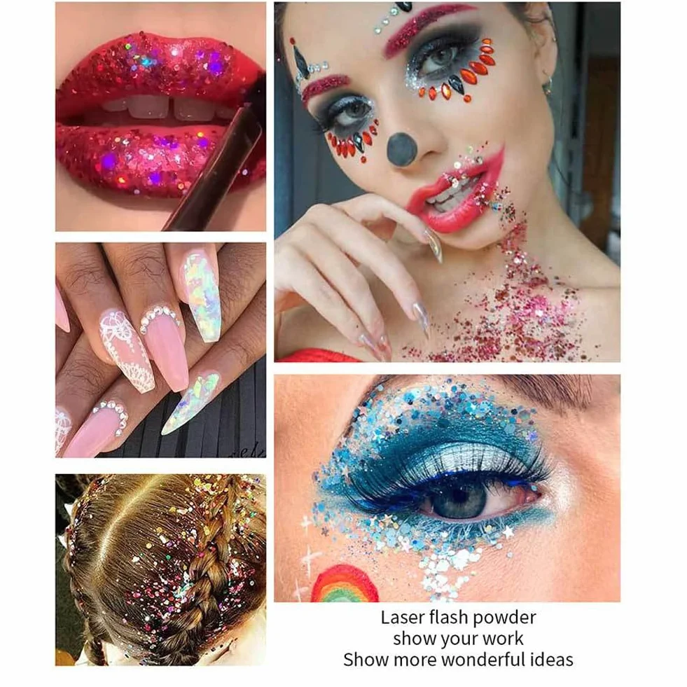 Gel per il corpo, Mardi Gras Face Glitter Make up, scintillanti glitter per capelli grossi, cantanti concerti festival, accessori rave sirena glitter per il viso (#03 rosa)