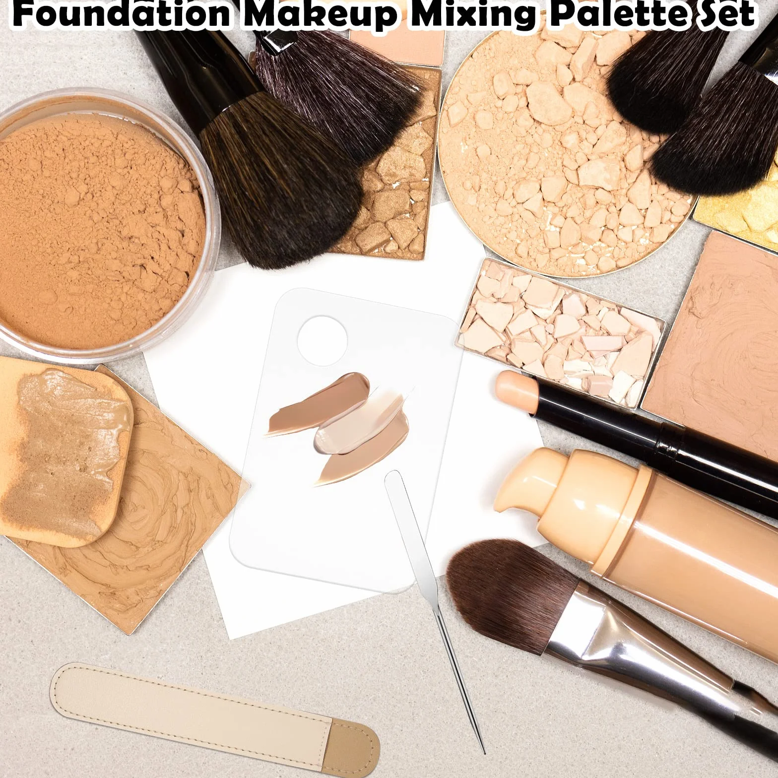 Set coreano di spatole per trucco, vassoio per palette di miscelazione trucco acrilico con strumenti per trucco spatola raschietto per fondotinta cosmetico, set di palette per miscelare fondotinta
