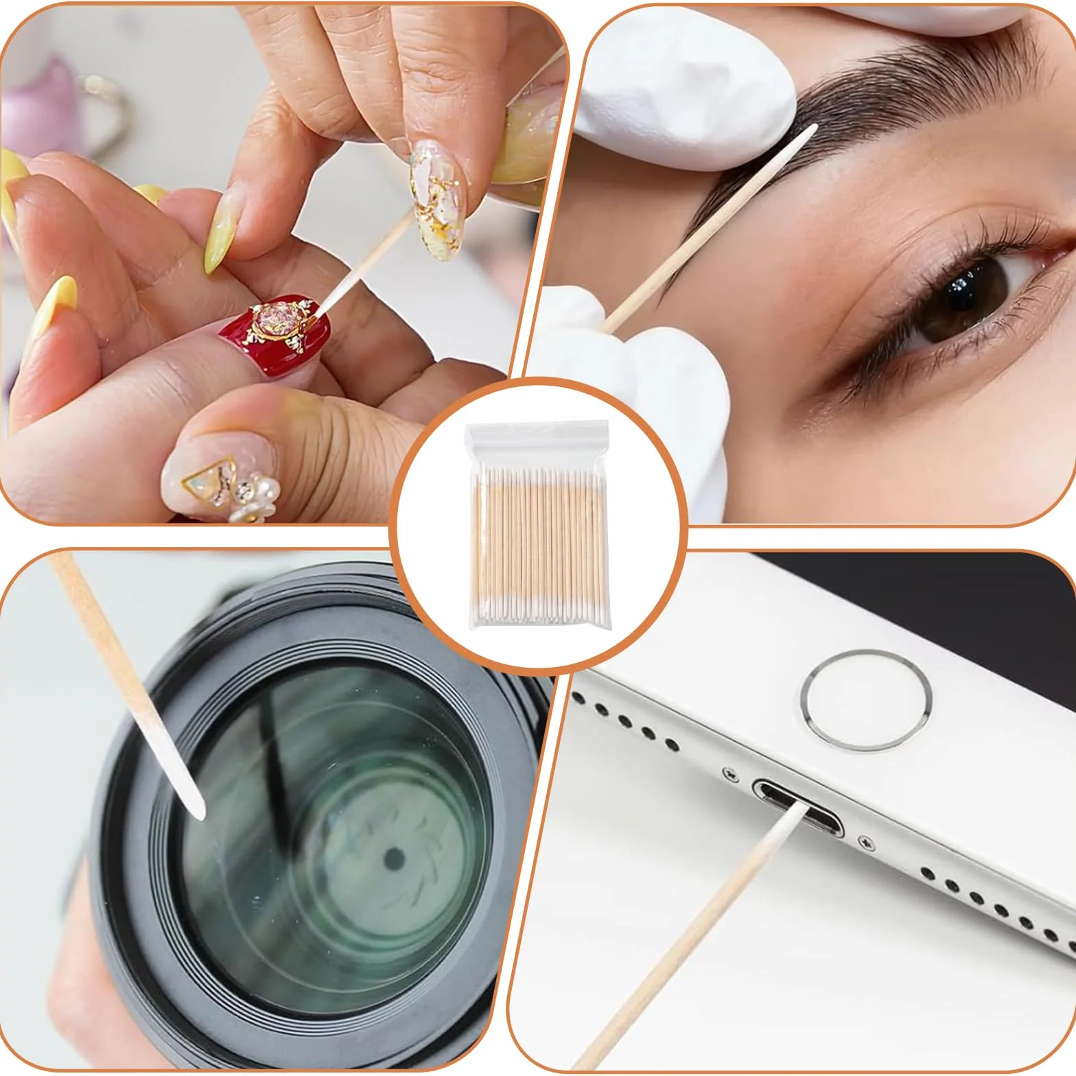 800 Bastoncini Cotone A Punta Precisione In Legno, Senza Pelucchi, Cotton Fioc Trucco, Per Microblading, Correzione Make Up, Pulizia Smalto, Applicatori Beauty.