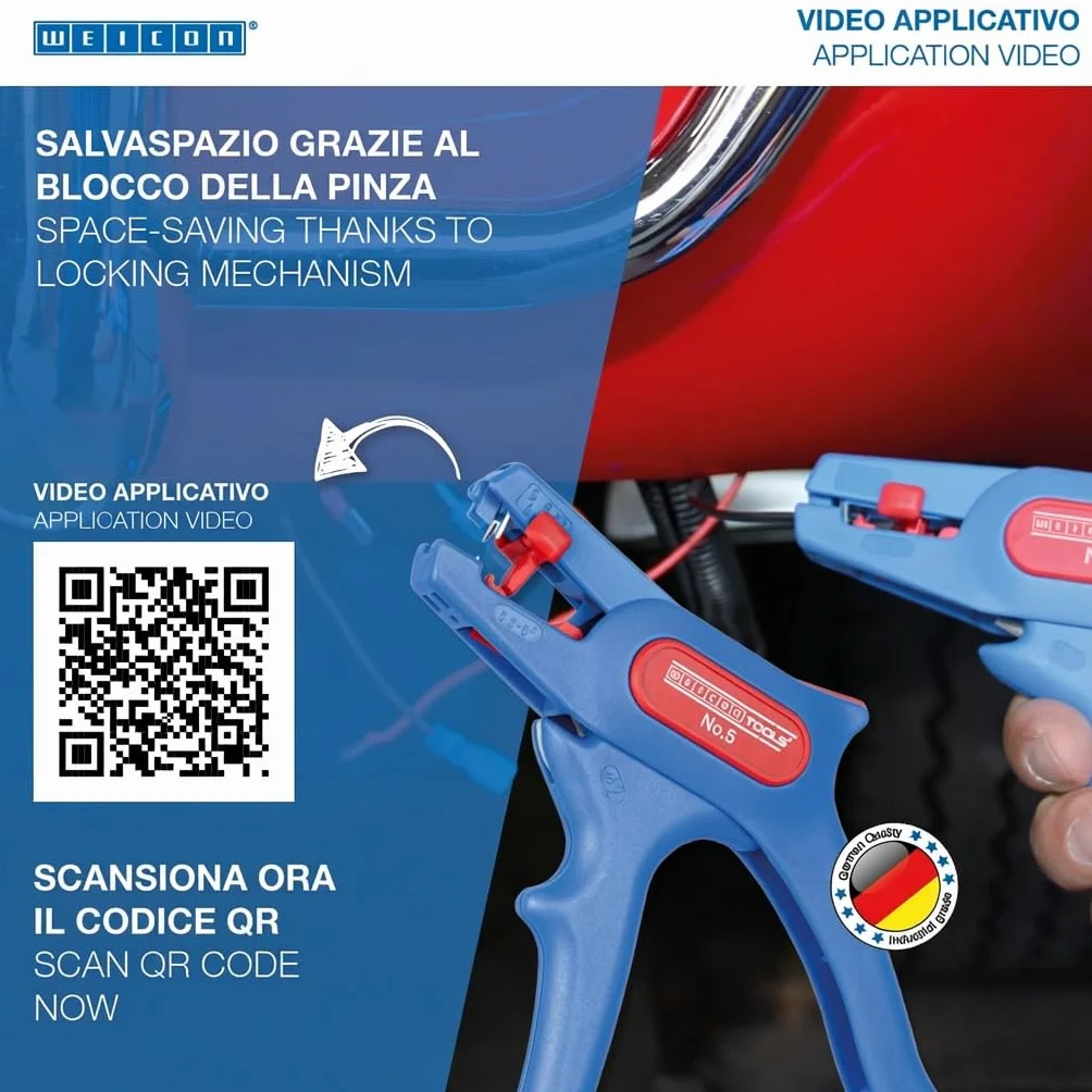WEICON TOOLS Spelafili Automatico 0,2-6 mm² con Taglierina Laterale 2 mm