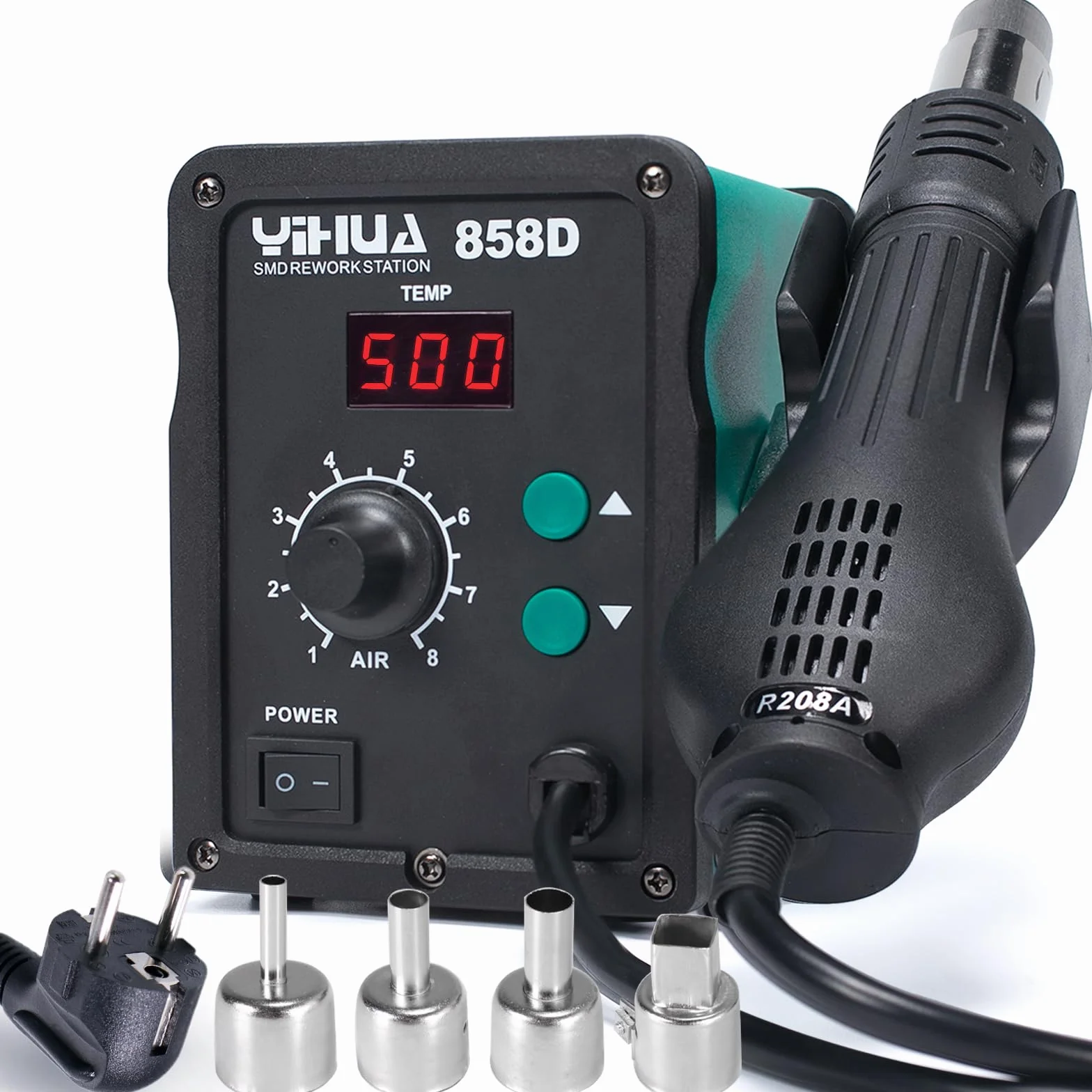YIHUA 858D Stazione dissaldante ad aria calda 700W per SMD con temperatura e volume d'aria regolabile
