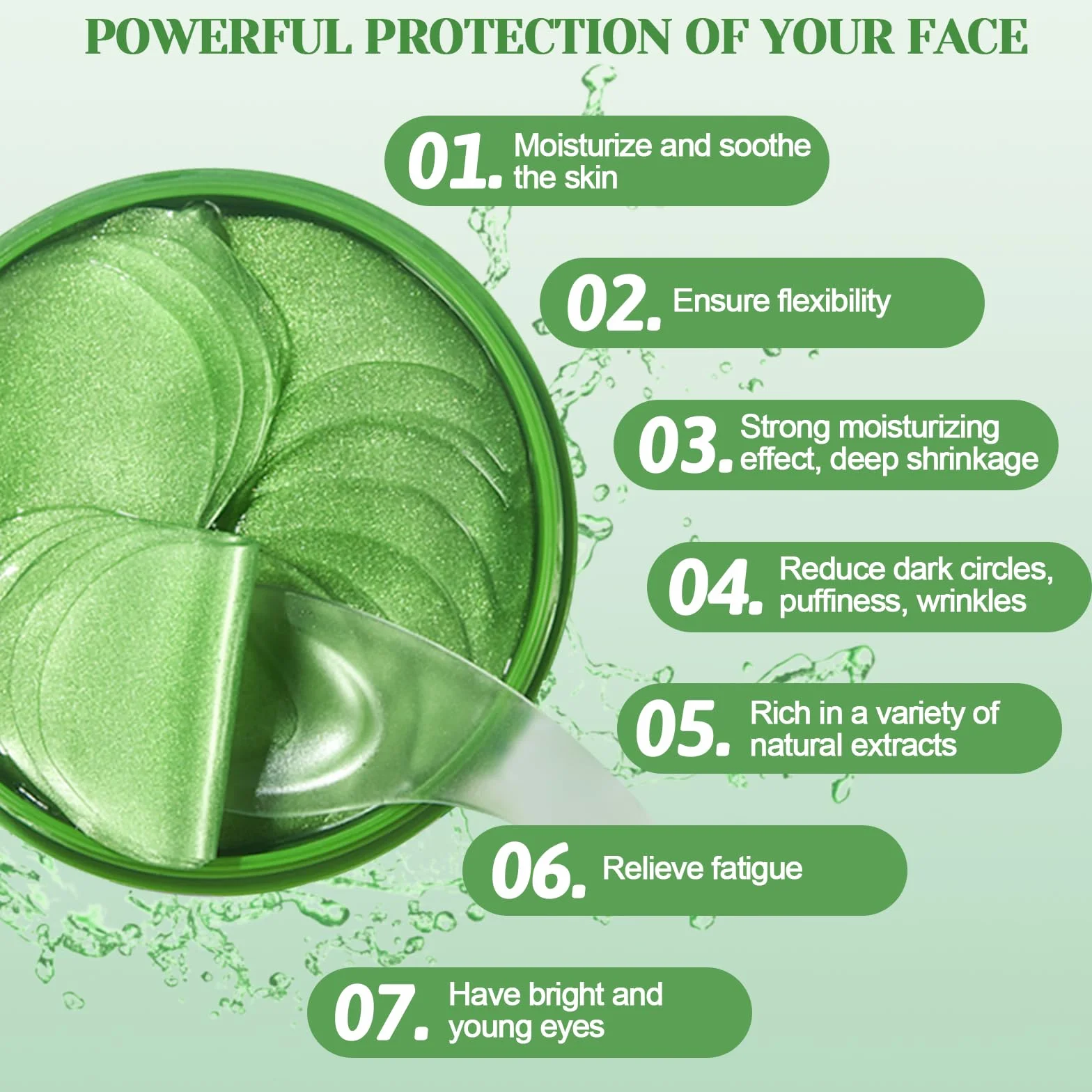 30 Paia Patch Occhi, Maschera Occhi di Aloe Vera, Collagene Patch Occhi, Rimuovi Borse e Puffiness, Maschera Per Gli Occhi Idratante All'Acido Ialuronico, Migliora Rughe, Contorno Occhi Idratante