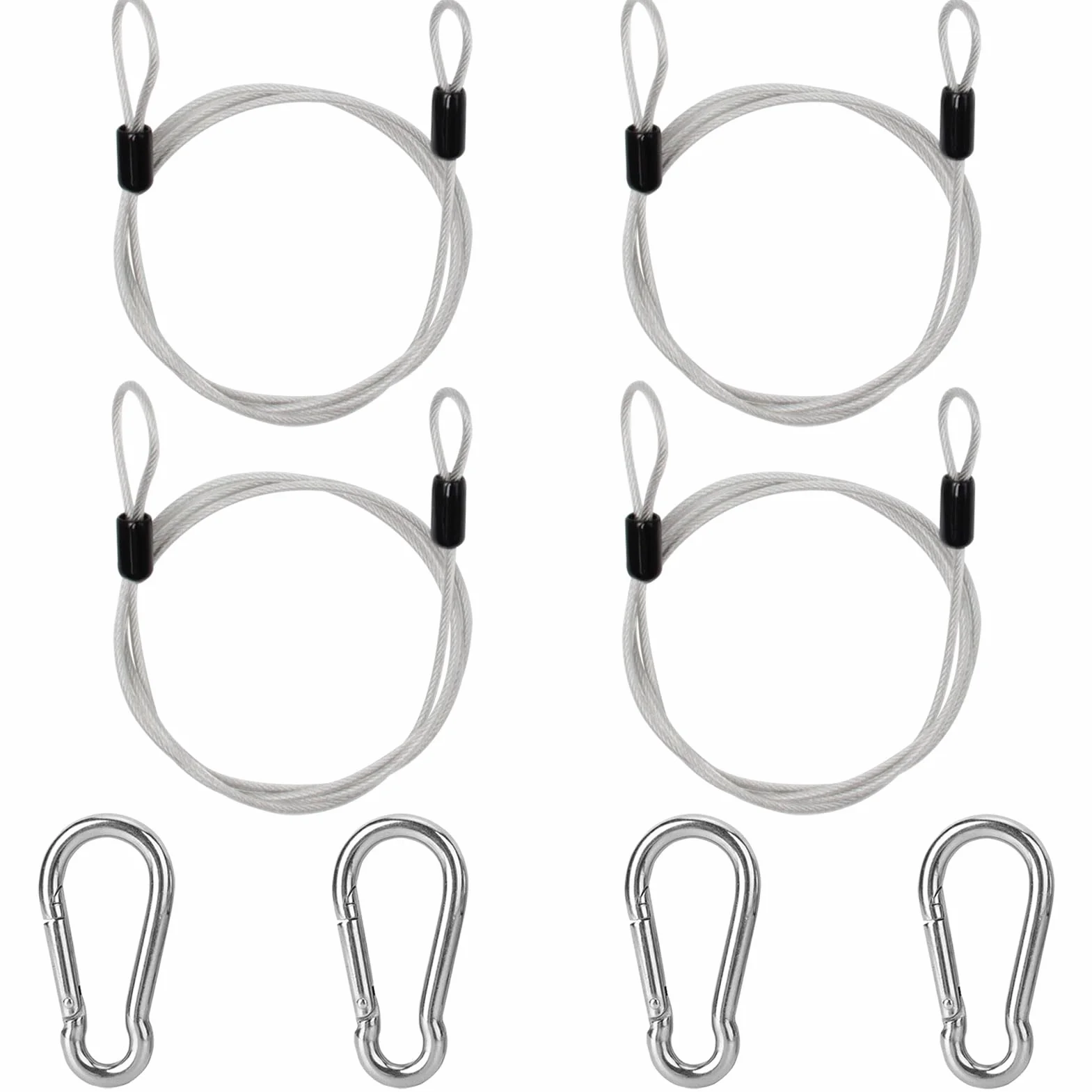 Cavo di Sicurezza in Acciaio Inox 1m x 2.5mm 4 Pezzi per Mobili da Giardino, Bicicletta