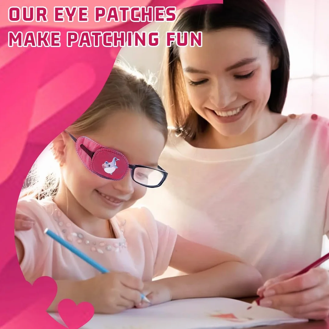 6 pezzi di benda occhio pigro bambini per occhiali, riutilizzabili bende oculari per bambini, adatti per l'occhio destro (per il trattamento di occhio pigro, ambliopia, strabismo, ecc.).