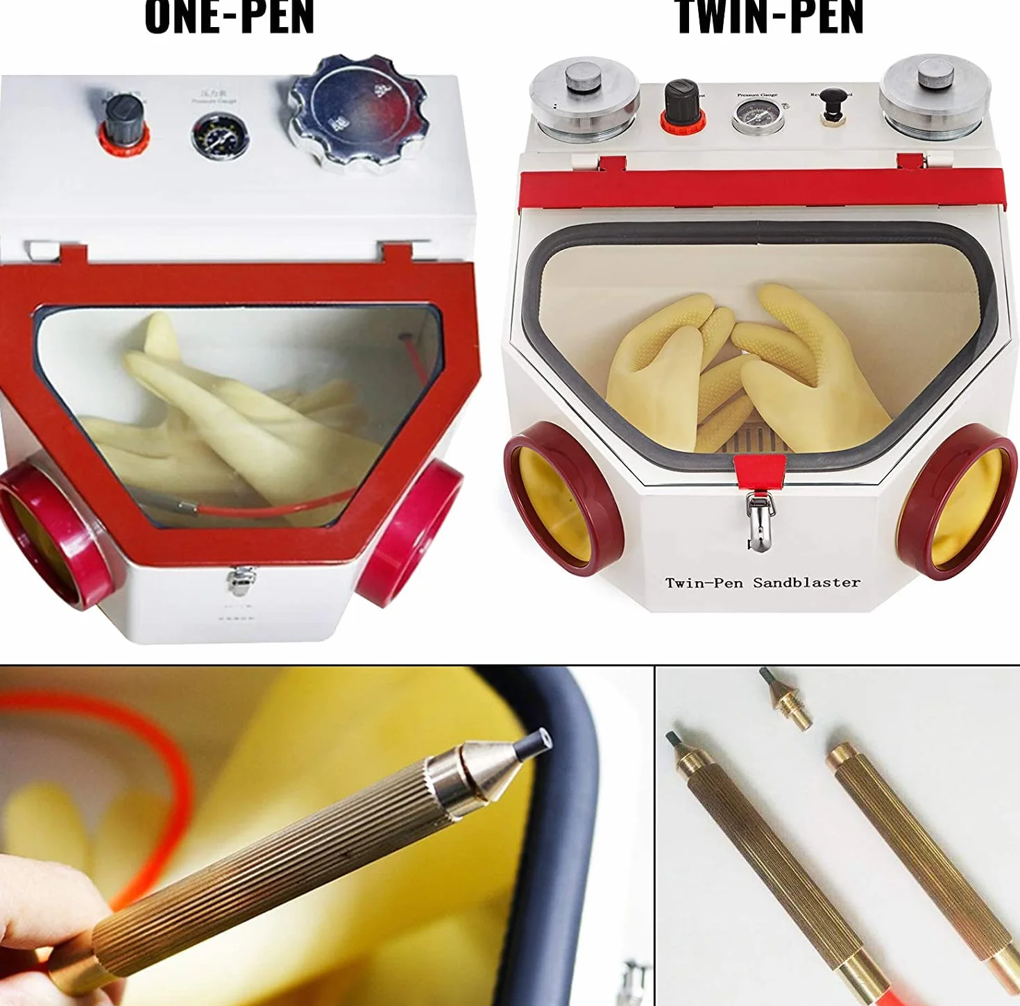 VEVOR Sabbiatrice Laboratorio Odontotecnico 220V 60HZ con 2 Penne in Metallo e Ceramica LED