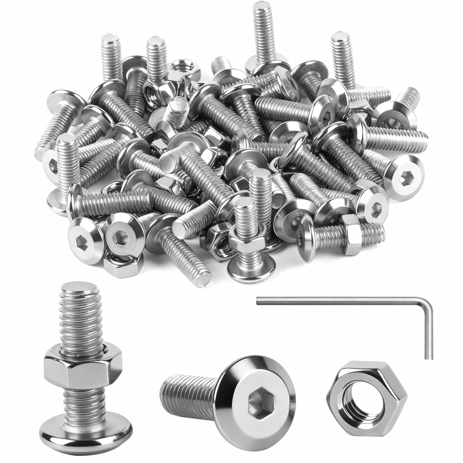 Set Viti M5 x 16 mm Testa Svasata Esagono Incassato Acciaio Inox Viti Bulloni Dadi Rondelle