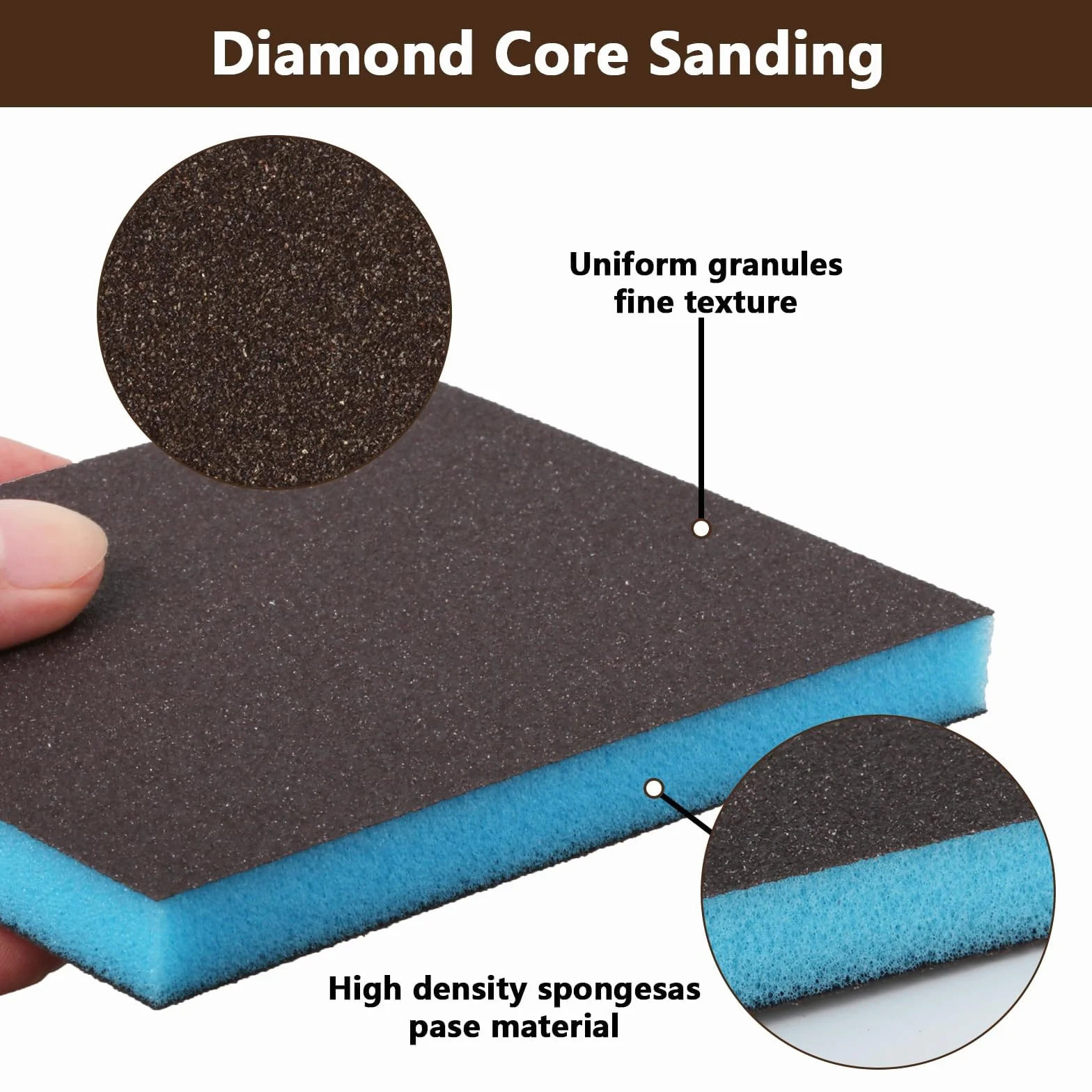 Spugne Abrasive Grana 220, 12 Pezzi, Tamponi Abrasivi Flessibili per Legno Metallo Plastica (12x10x1,3 cm)