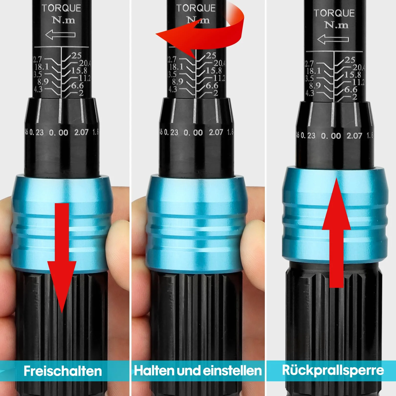 Set chiavi dinamometriche 15 pezzi 1/4" 2-25 Nm regolabile 72 denti per bici e moto