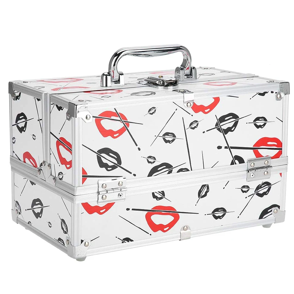 Fabater Scatola Porta Cosmetici Antiruggine, Custodia Resistente in Pelle PU per Gioielli e Organizer per Trucchi, Custodia Viaggio Bianco Rosa di Grande capacità con Maniglia, 3 Opzioni di