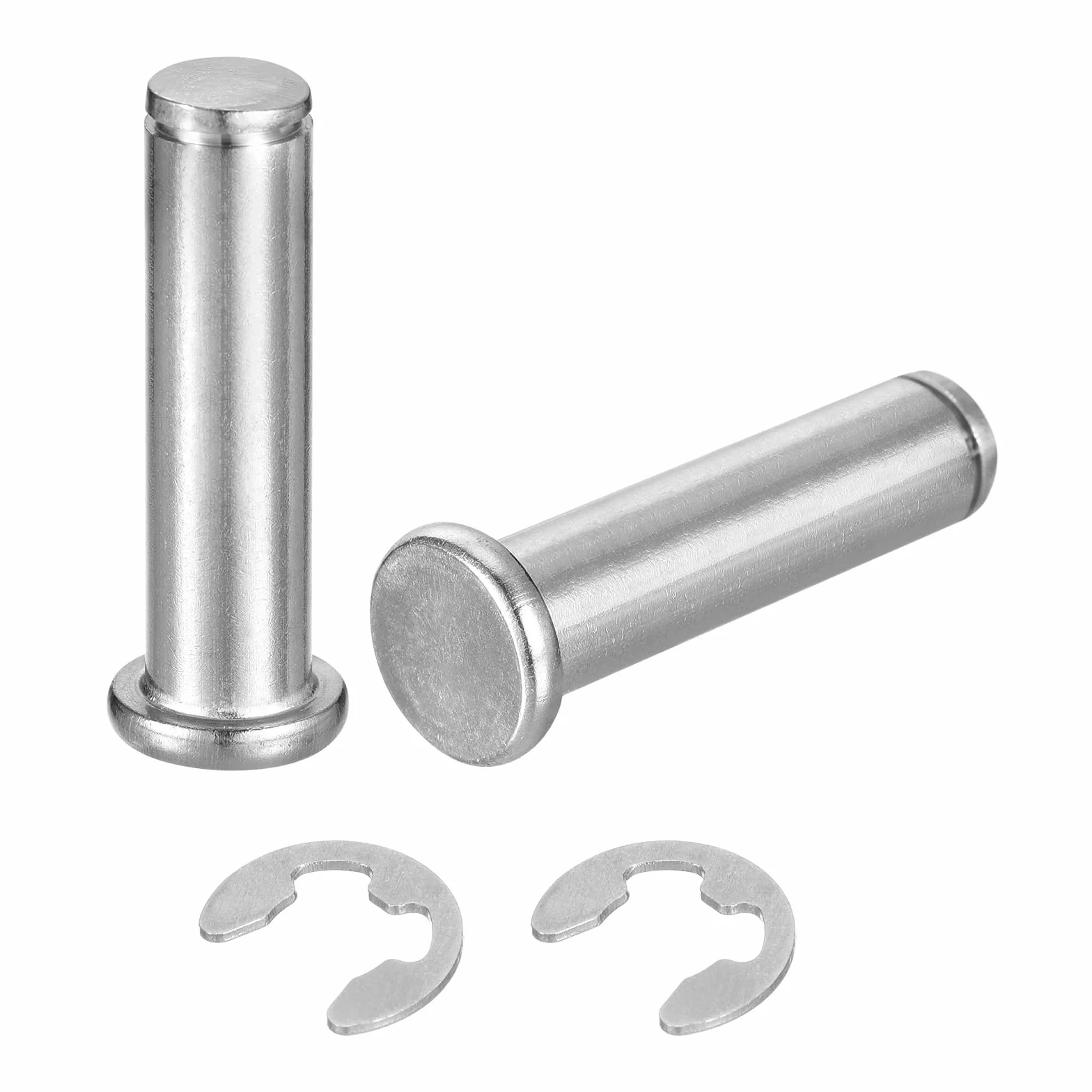 QUARKZMAN M12x45mm Perno Posizionamento Cilindrico Elastico Acciaio Inossidabile 304, Perno Posizione Cilindro Cerniera Testa Piatta con Clip Fissaggio, Argento