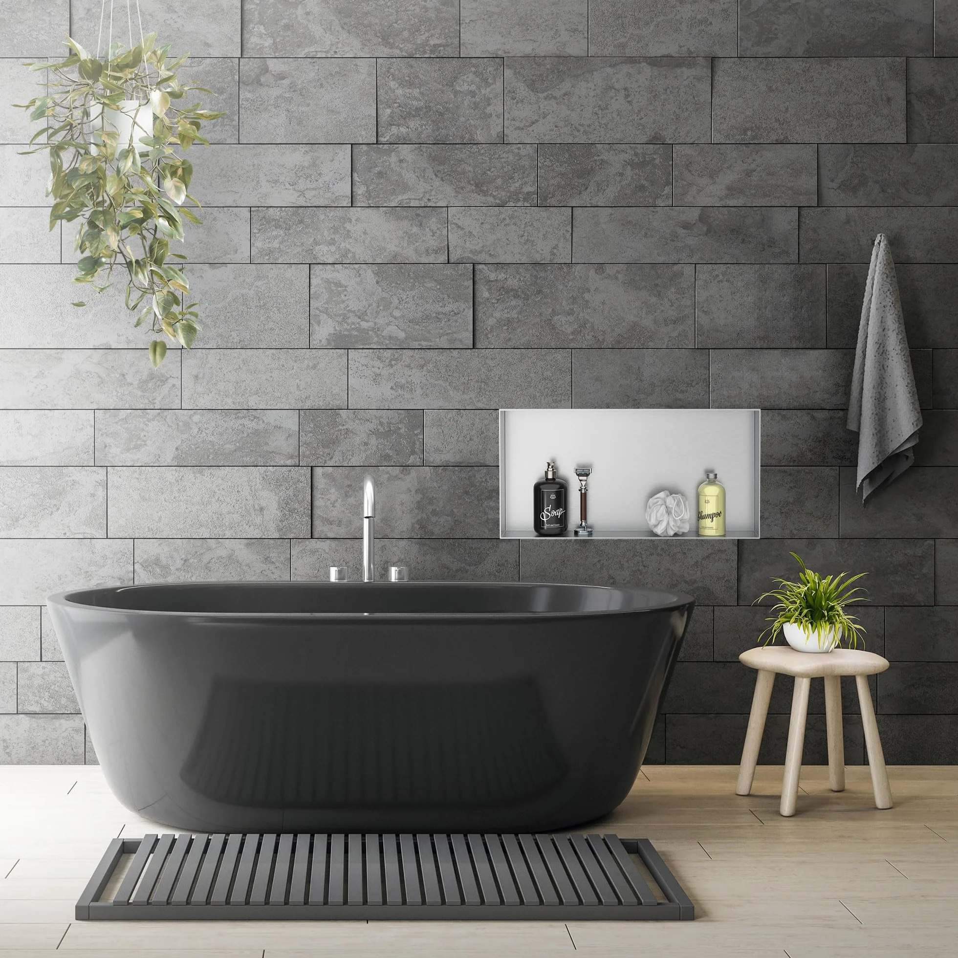 LuxeBath Nicchia a Parete senza Cornice in Acciaio Inossidabile 60x30x10 cm Argento per Bagno
