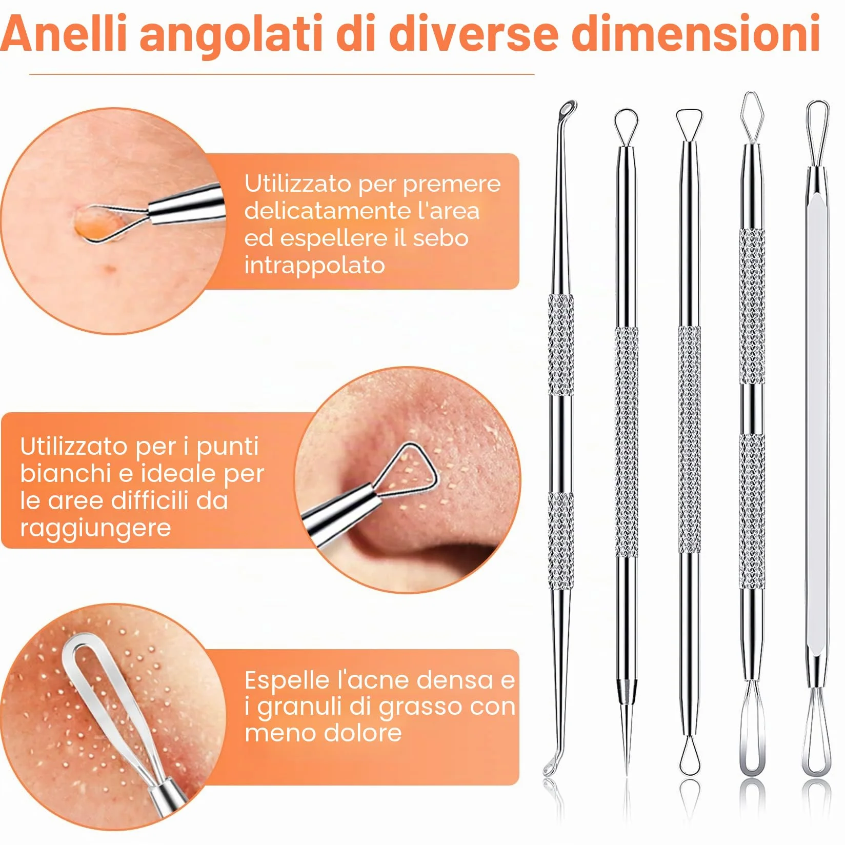 Kit di Strumenti per la Rimozione dei Punti Neri [15 Pezzi], IUMAKEVP Estrattori per Brufoli Professionale in Acciaio Inossidabile per il Trattamento e la Togli di Comedoni e Acne sul Viso (Argento)