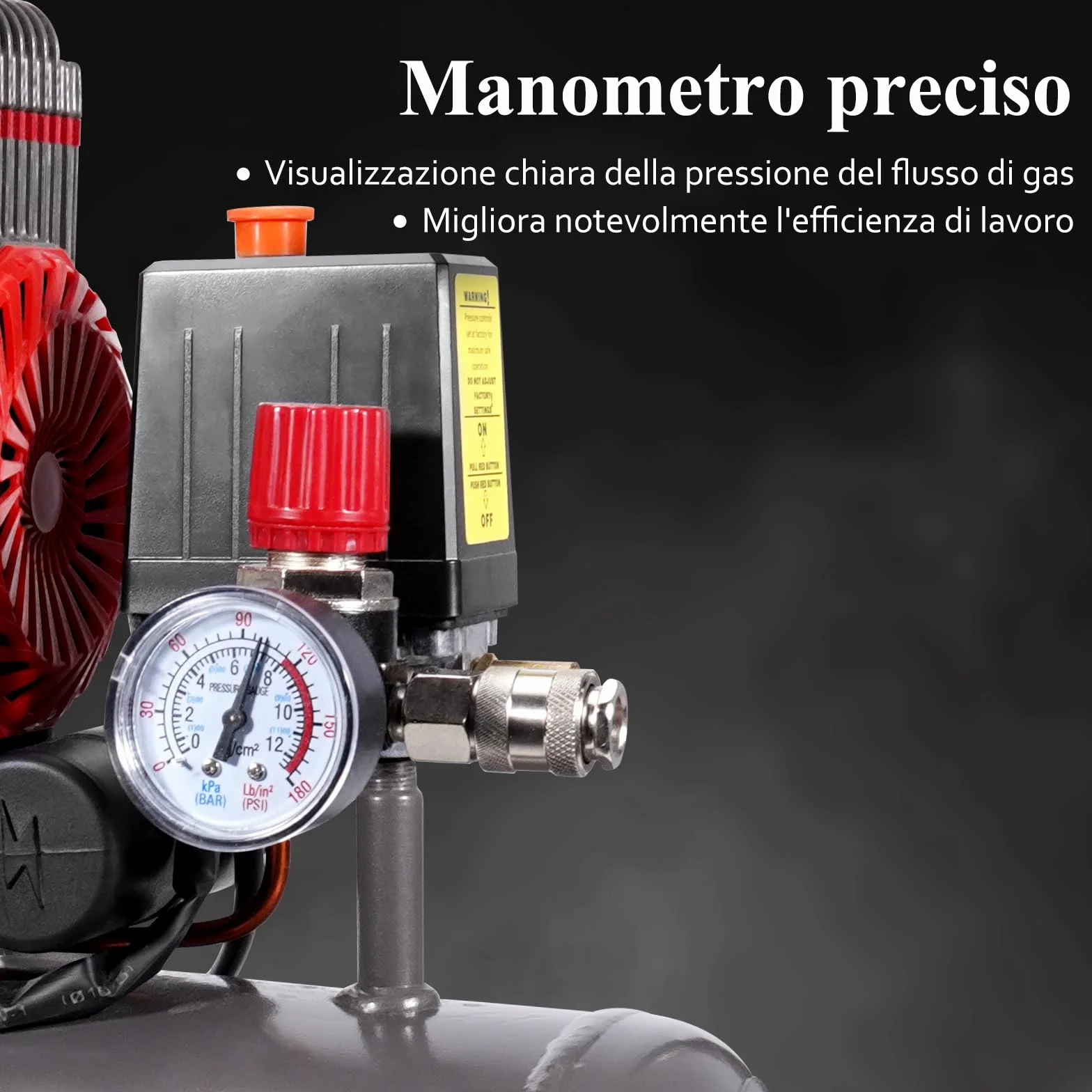 HYCHIKA Compressore Aria Silenziato 24 litri 8 Bar 230V-240V 1100W Senza Olio