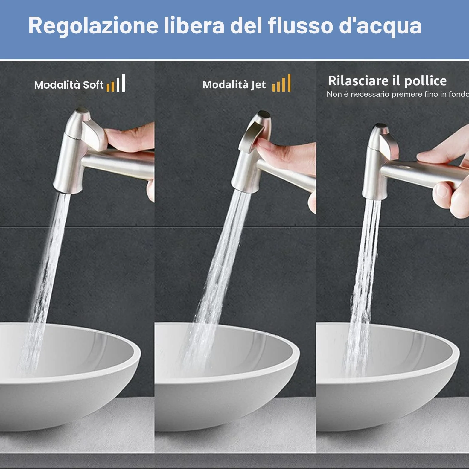 Bidet doccia a mano in acciaio inox, kit spruzzo per pannolini con rubinetto e tubo flessibile