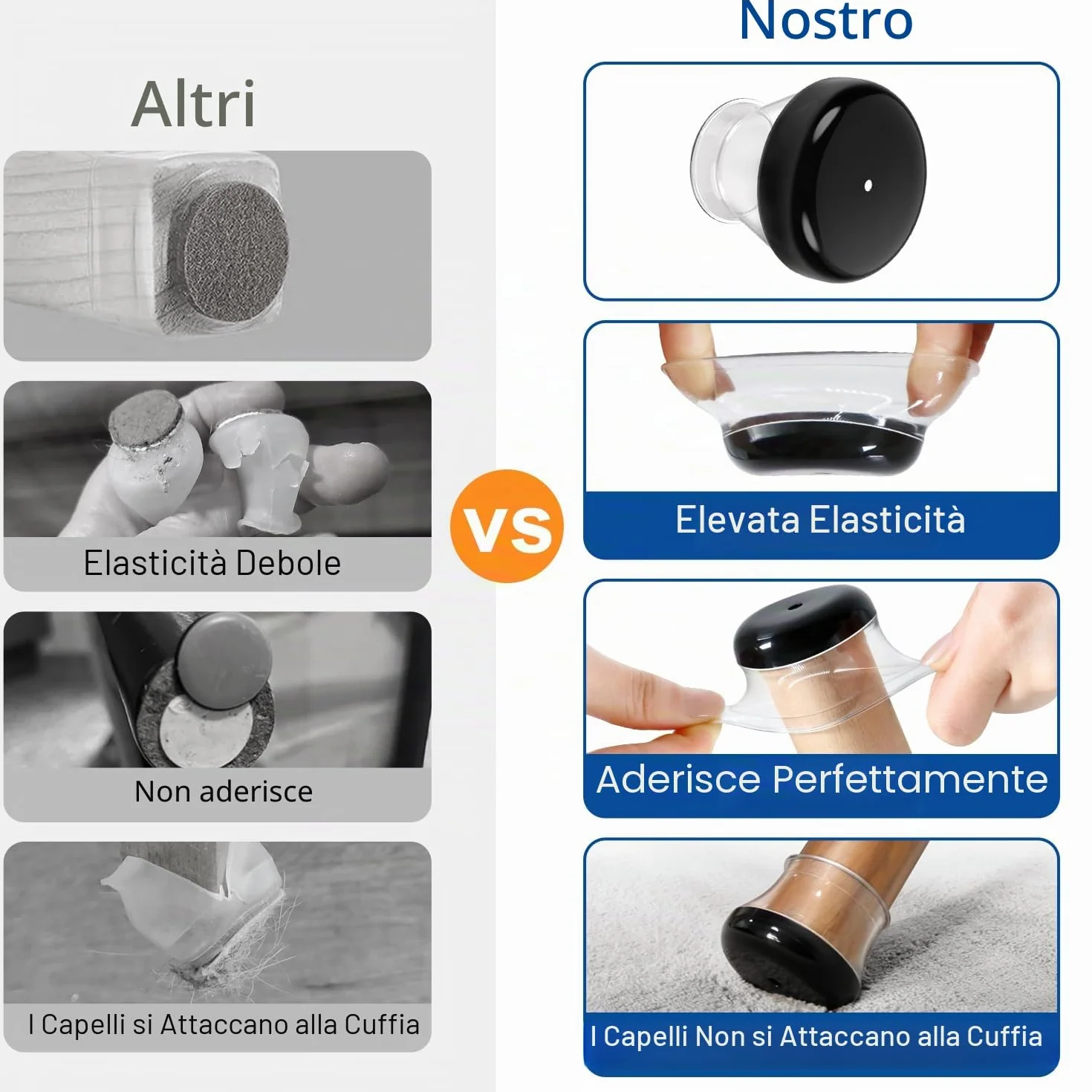 Gommini per Sedie in Silicone 28 Pezzi, Tappini per Gambe Sedia 13-20mm, Feltrini per Moquette