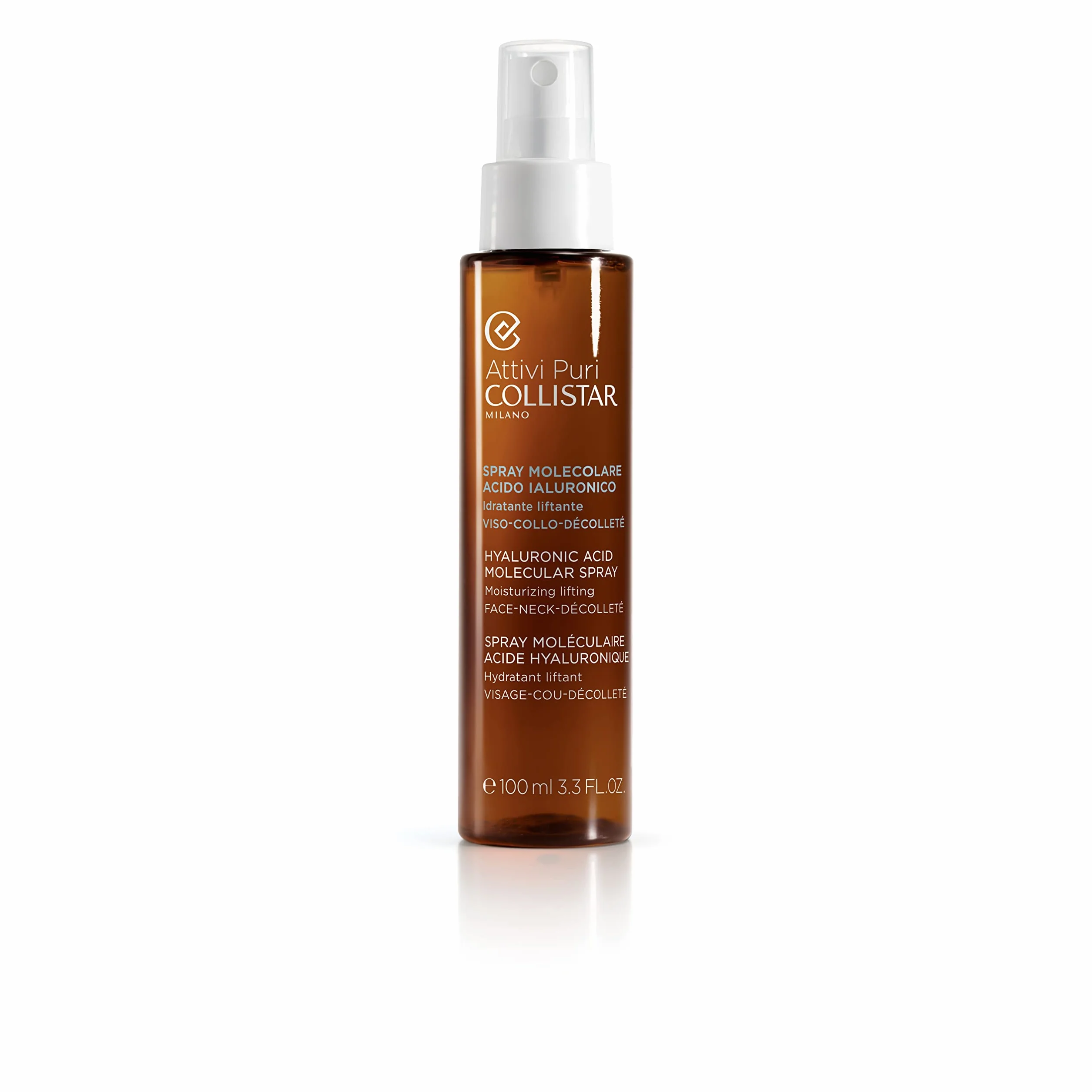 Collistar Attivi Puri Spray Molecolare Acido Ialuronico, Spray Idratante Liftante per Viso, Collo e décolleté, Contrasta le Rughe e Rinfresca il Make-up, per Tutti i Tipi di Pelle, 100 ml