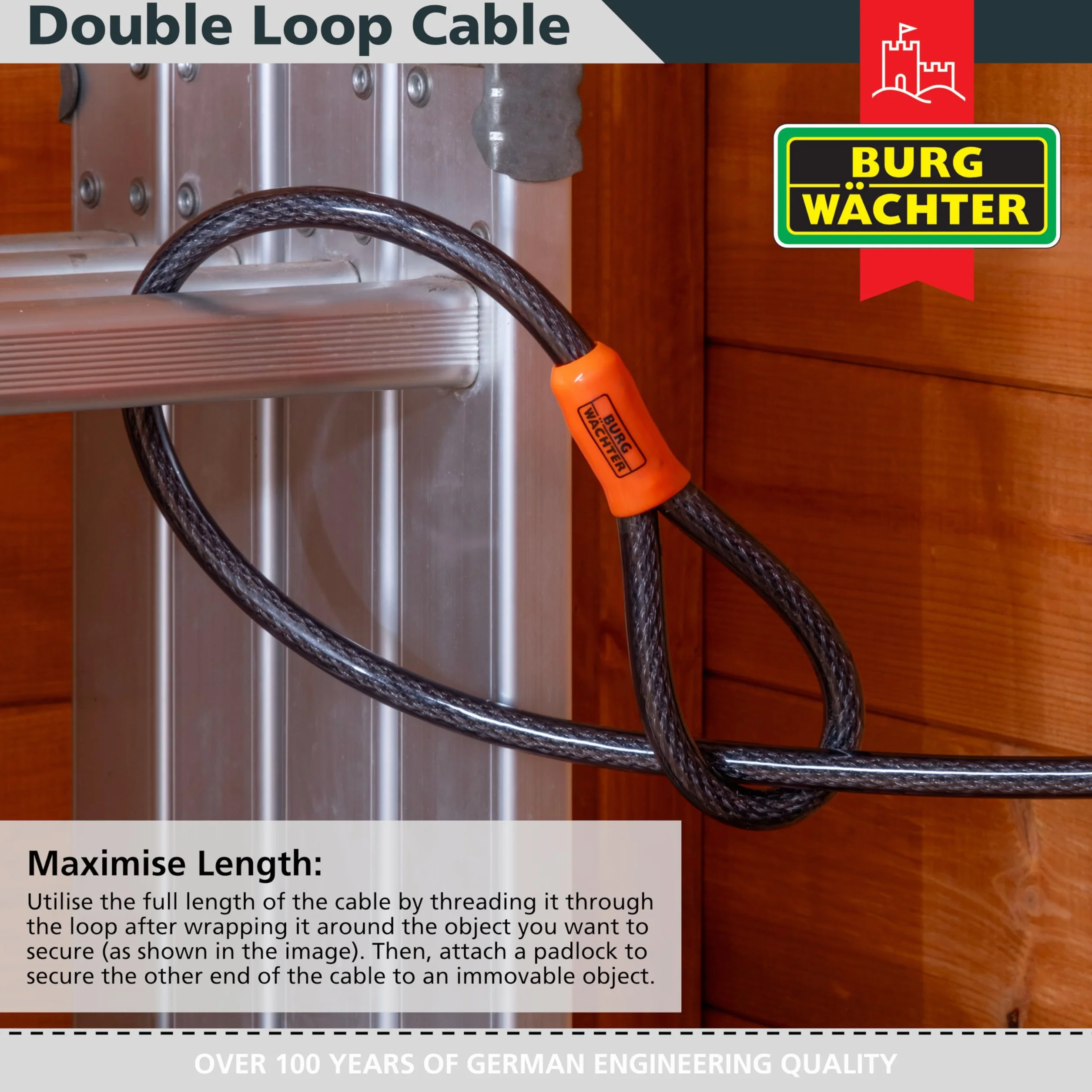 Burg-Wächter Cavo Intrecciato in Acciaio 121C 12 mm x 1,2 m Nero