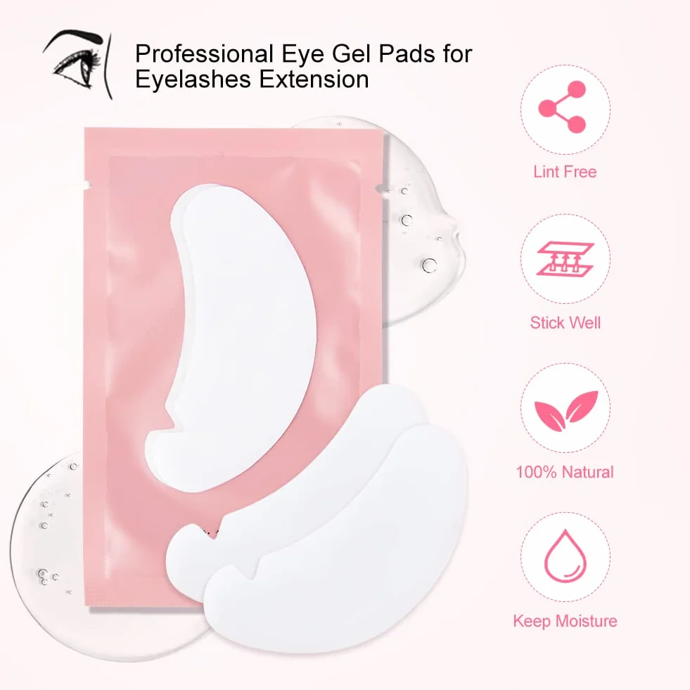 Lunamoon Cerotti per Estensioni Ciglia Eyelash Pads Occhio Patch Extension Ciglia Pads Occhi da Ciglia Finte Eye Gel Patches for Eyelash Extension 50 Paio (V-pads)
