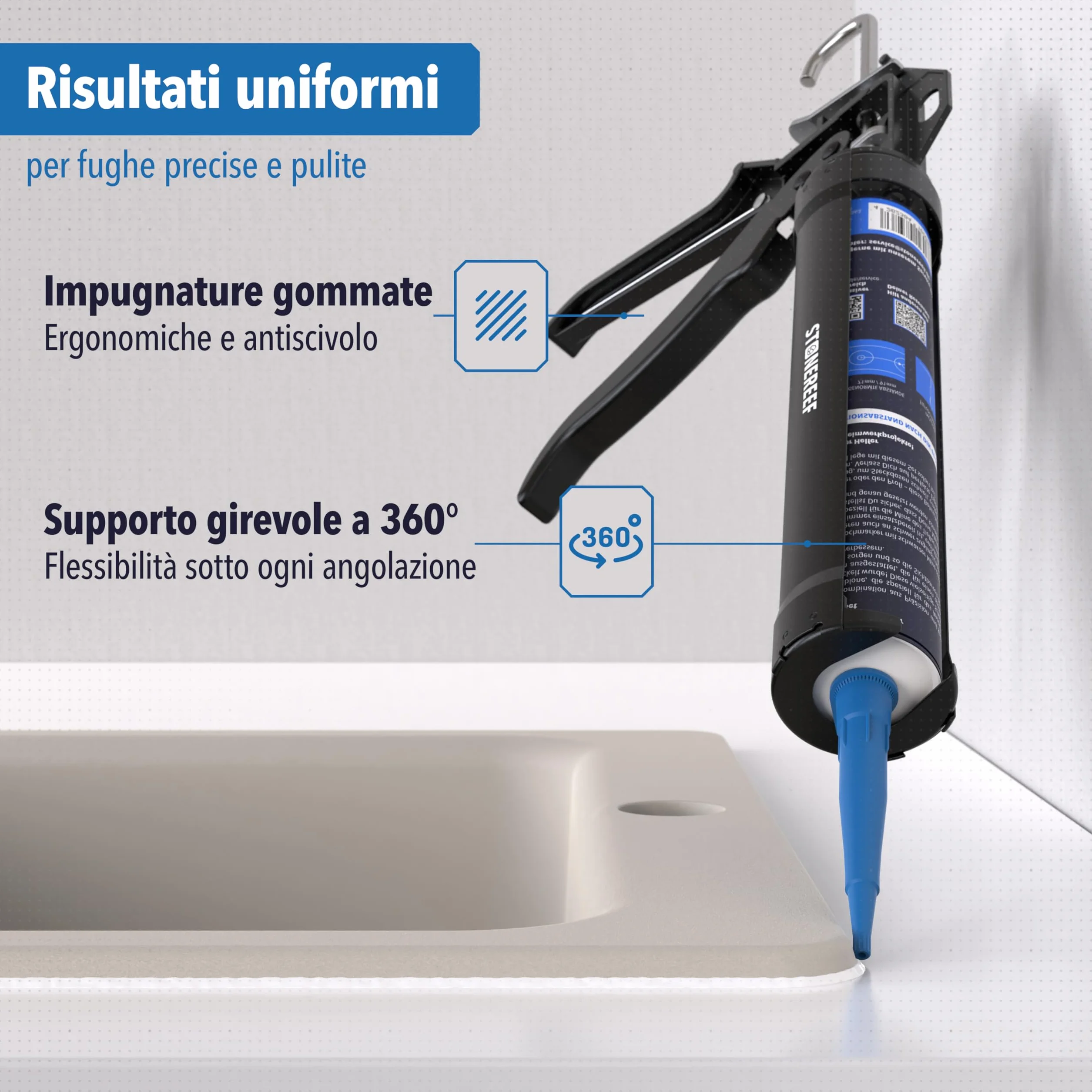 Pistola a cartuccia professionale 9" in metallo pressa per silicone