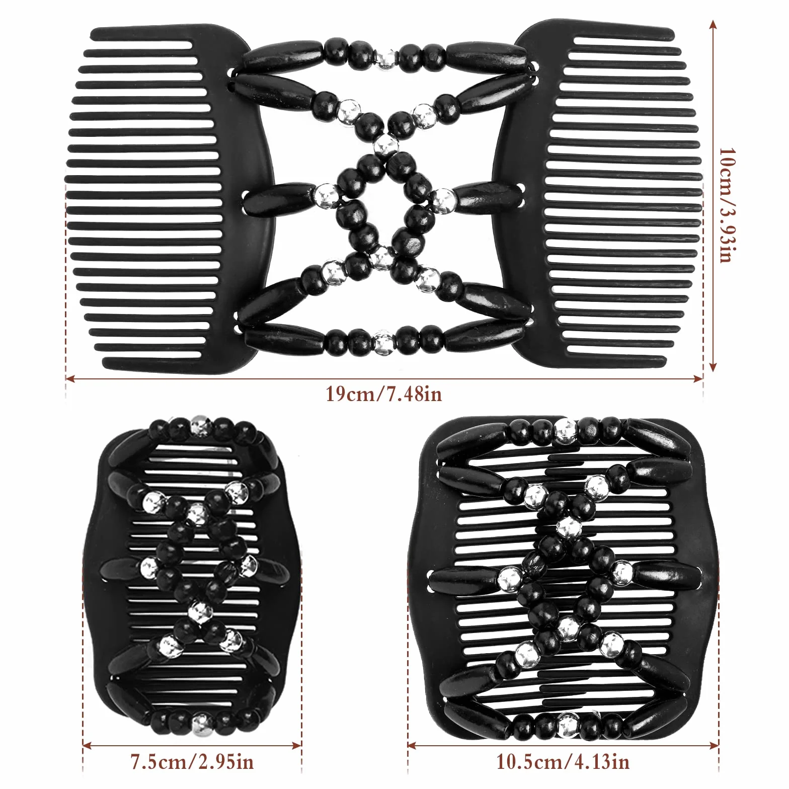Dadabig 7 pettini per capelli con perline, magia, elastici, doppio pettine estensibile, per capelli africano, per donne e ragazze (7 stili)