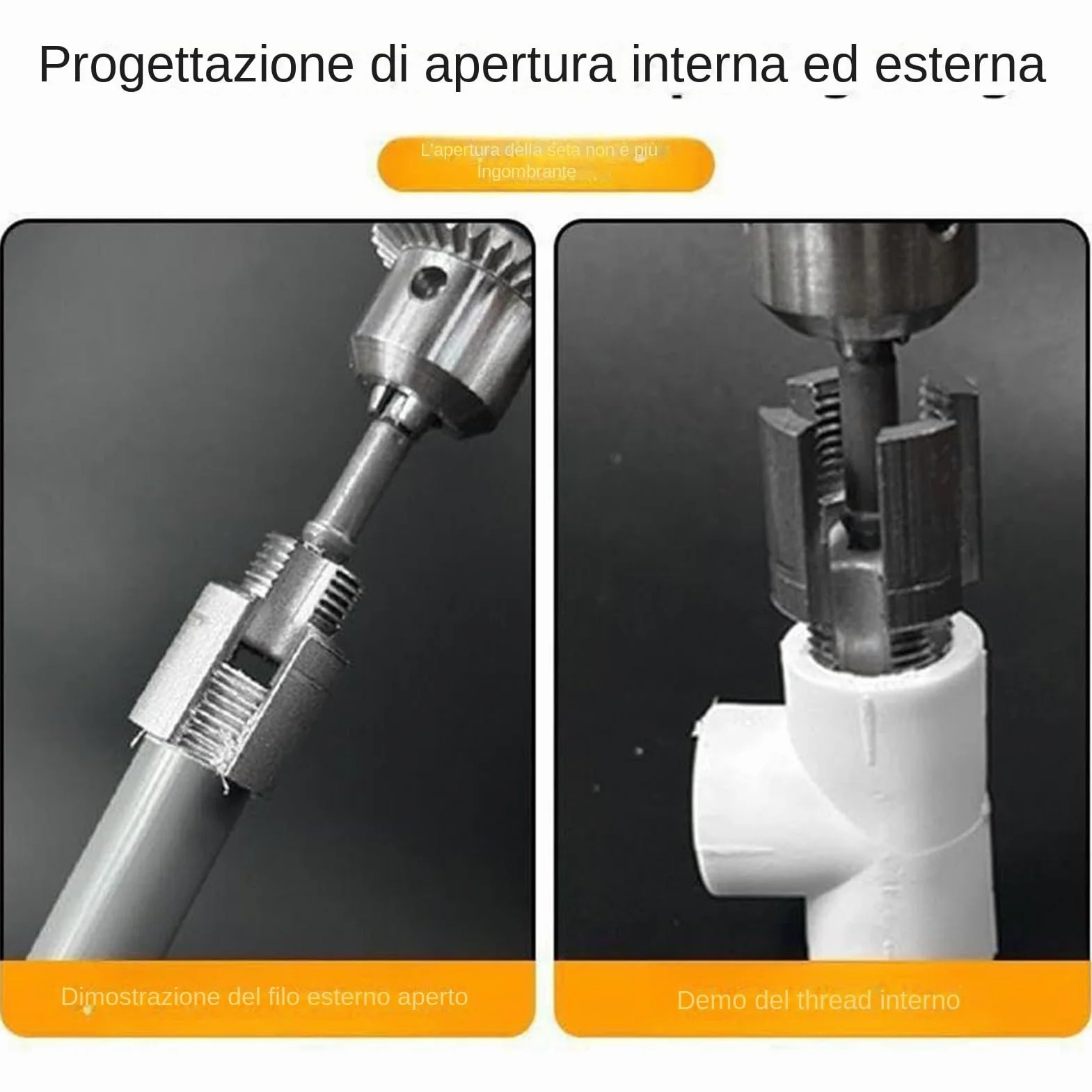 Set Per Filettatura Tubi PVC 2 In 1, Compatibile Con Trapano Elettrico, Specifiche 1/2'' E 3/4''