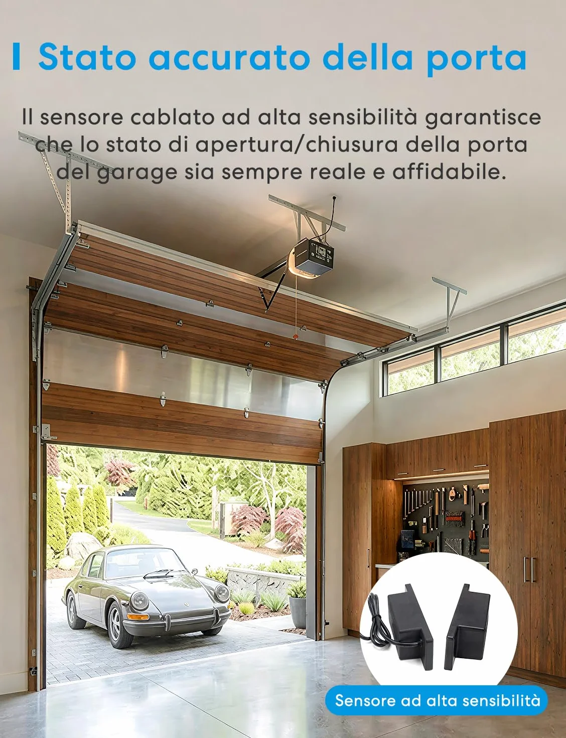 Meross Smart WiFi Garage Controller, Compatibile con Apple HomeKit, CarPlay, Siri, Alexa e Google, Controllo Vocale, Notifiche, Timer, Chiusura Automatica