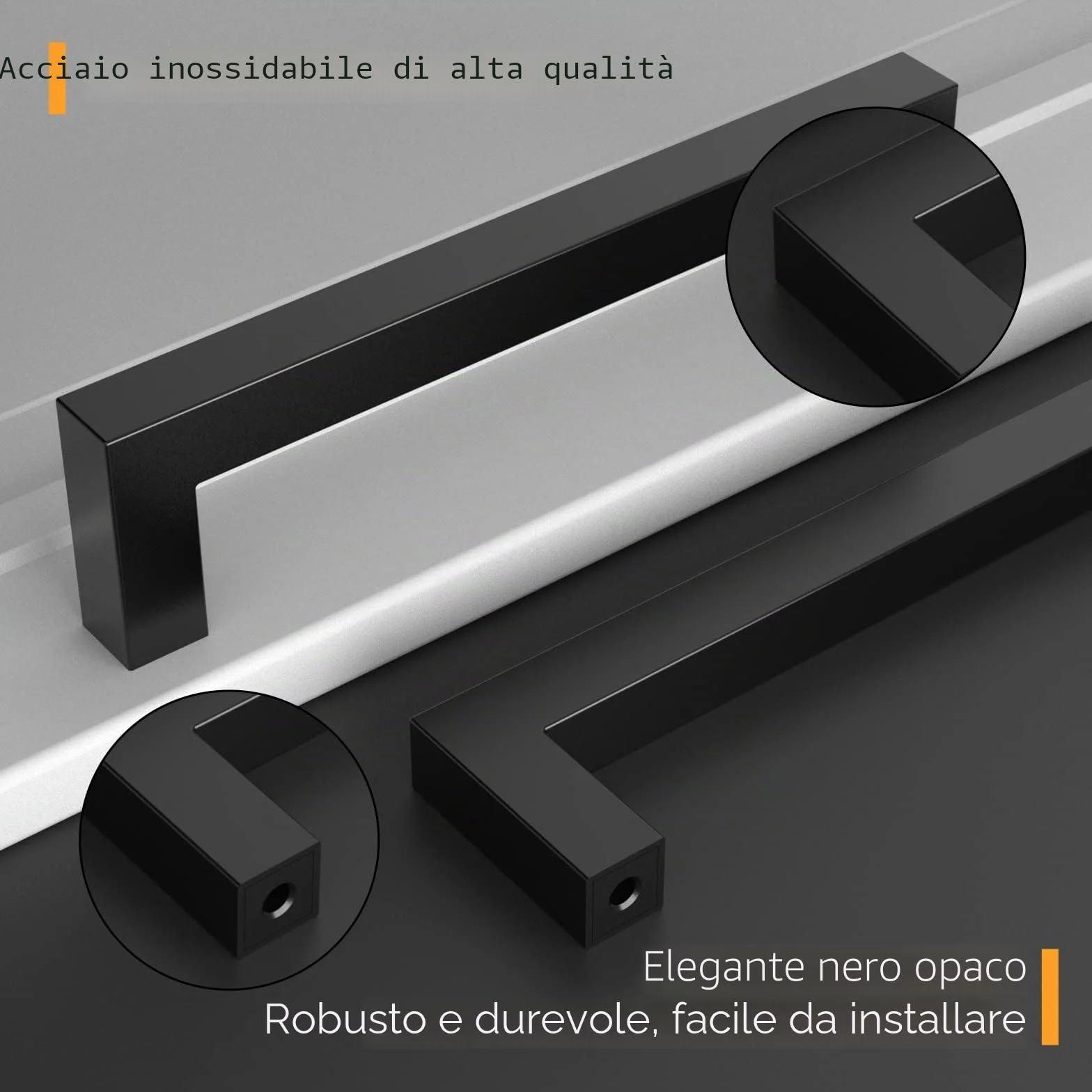 Maniglie per Mobili da Cucina Nero 128 mm Acciaio Inossidabile Amerdeco 10 Pezzi
