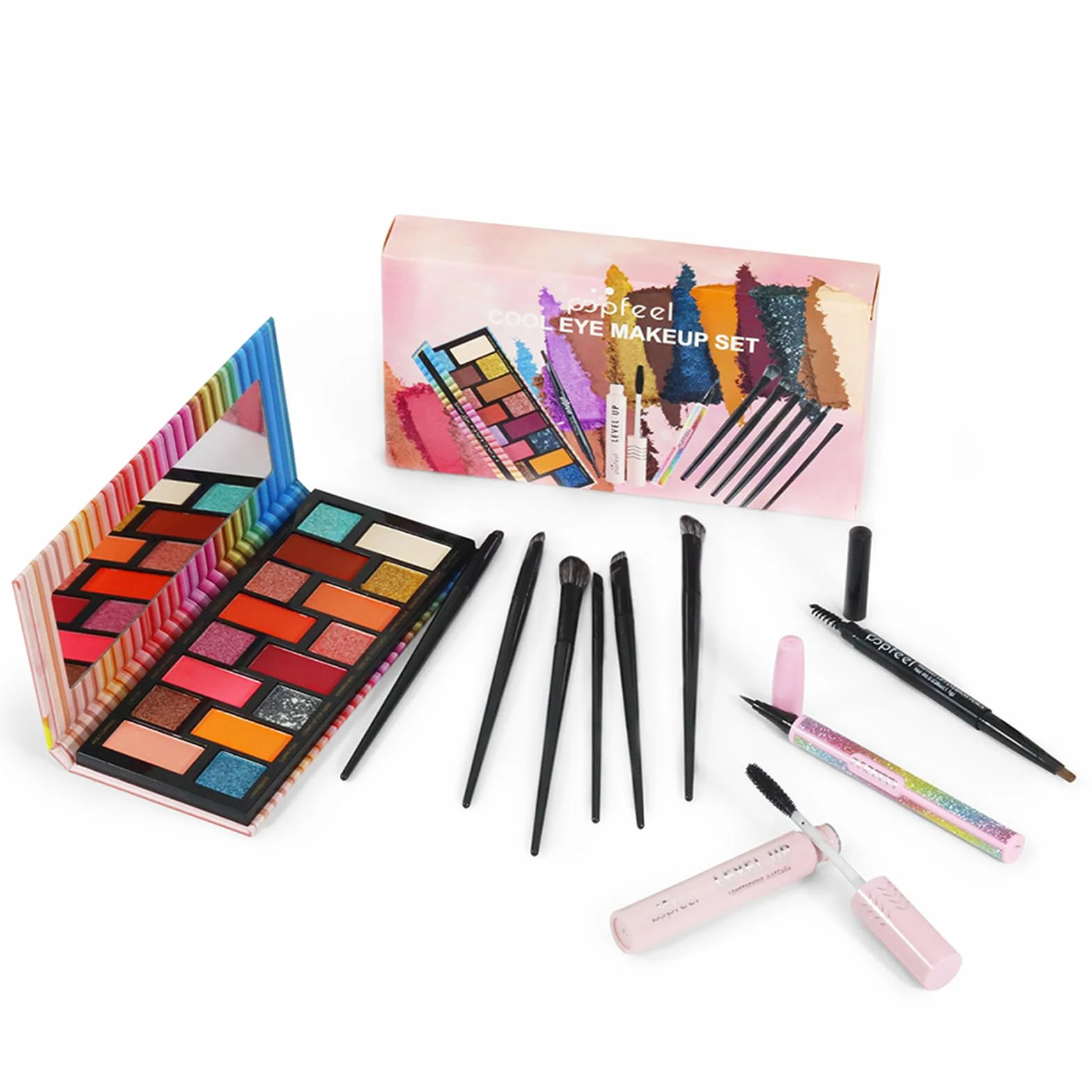 Trousse di Trucchi, Set Trucchi Donna Completo, Regalo per Donne Make Up Kit, Include set di pennelli per bcchi, tavolozza di bmbretti, matita per sopracciglia, mascara, eyeliner