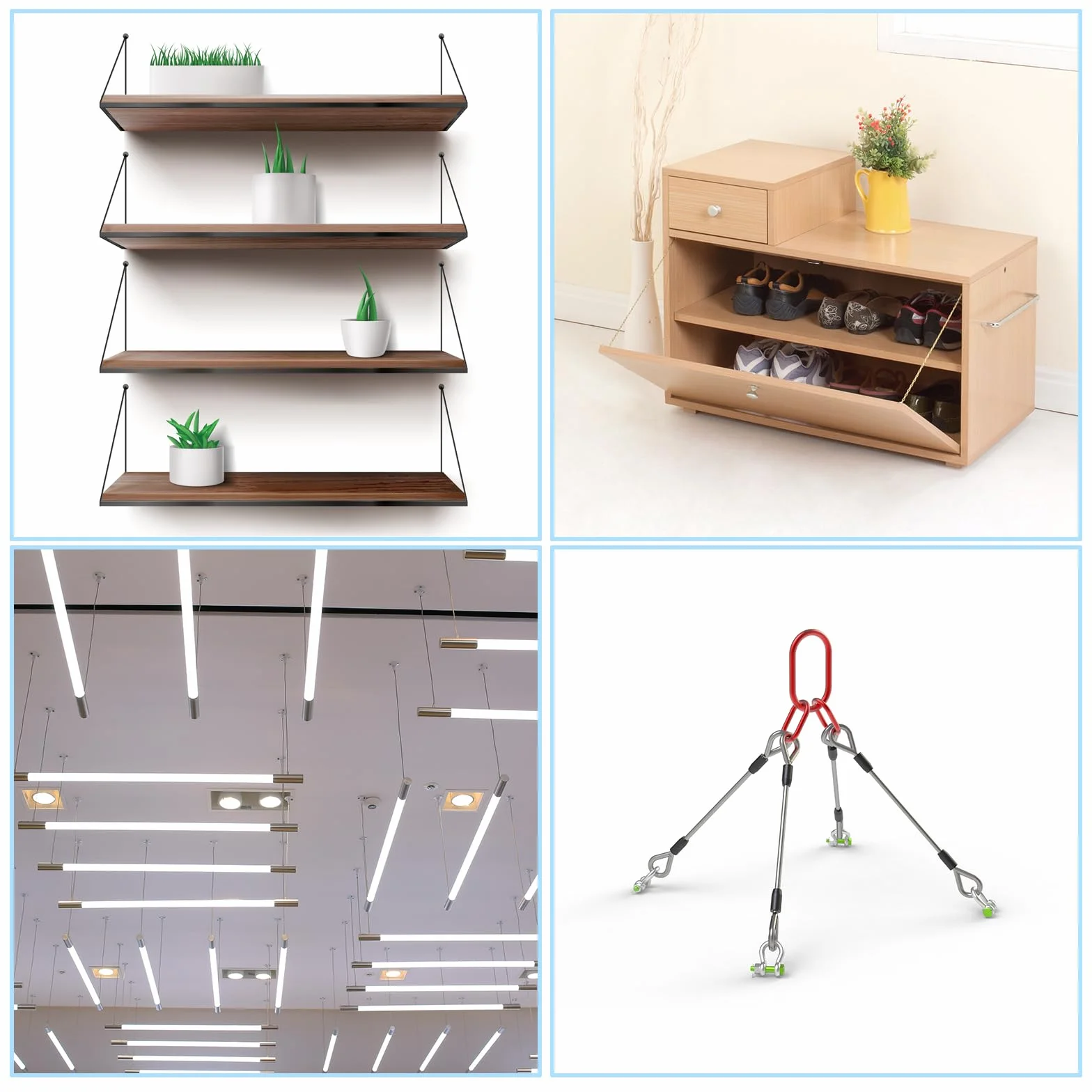 QUARKZMAN 100m x 1,5mm Laccio Cavo in Acciaio Inossidabile con Anelli Rivestiti in Vinile, 4 Pezzi