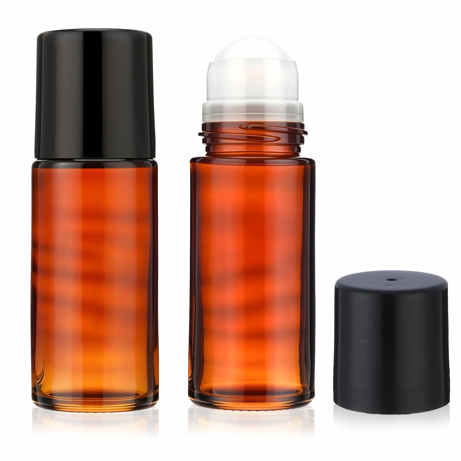 YUXIANLB Bottiglie di olio in vetro da 50 ml, 2 pezzi, ricaricabili roll-on per oli essenziali, profumi, cosmetici, applicatore per scooter, deodorante vuoto