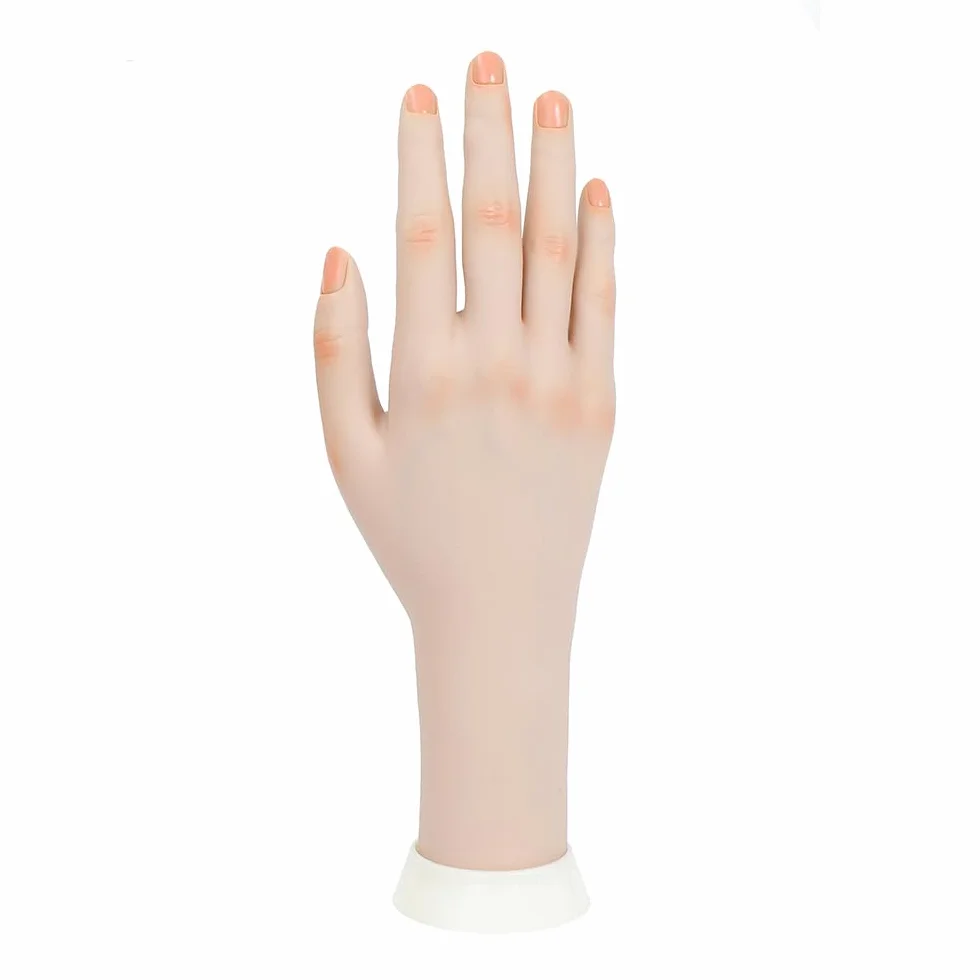 Manicure Practice Hands & Fingers Nail Hand Practice Model Flexible Movable Soft Plastic Hand for Fake Nail Art Starter Training (Right Hand)
