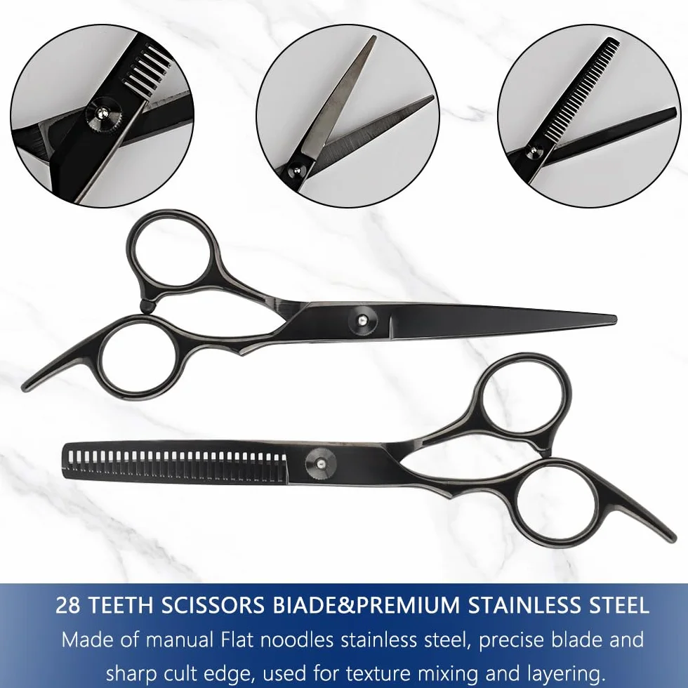 Set di forbici capelli, Set di Forbici parrucchiere professionali 6,7", forbici per sfoltire i capelli, con mantello da parrucchiere, adatto per famiglie, saloni, donne, uomini e bambini