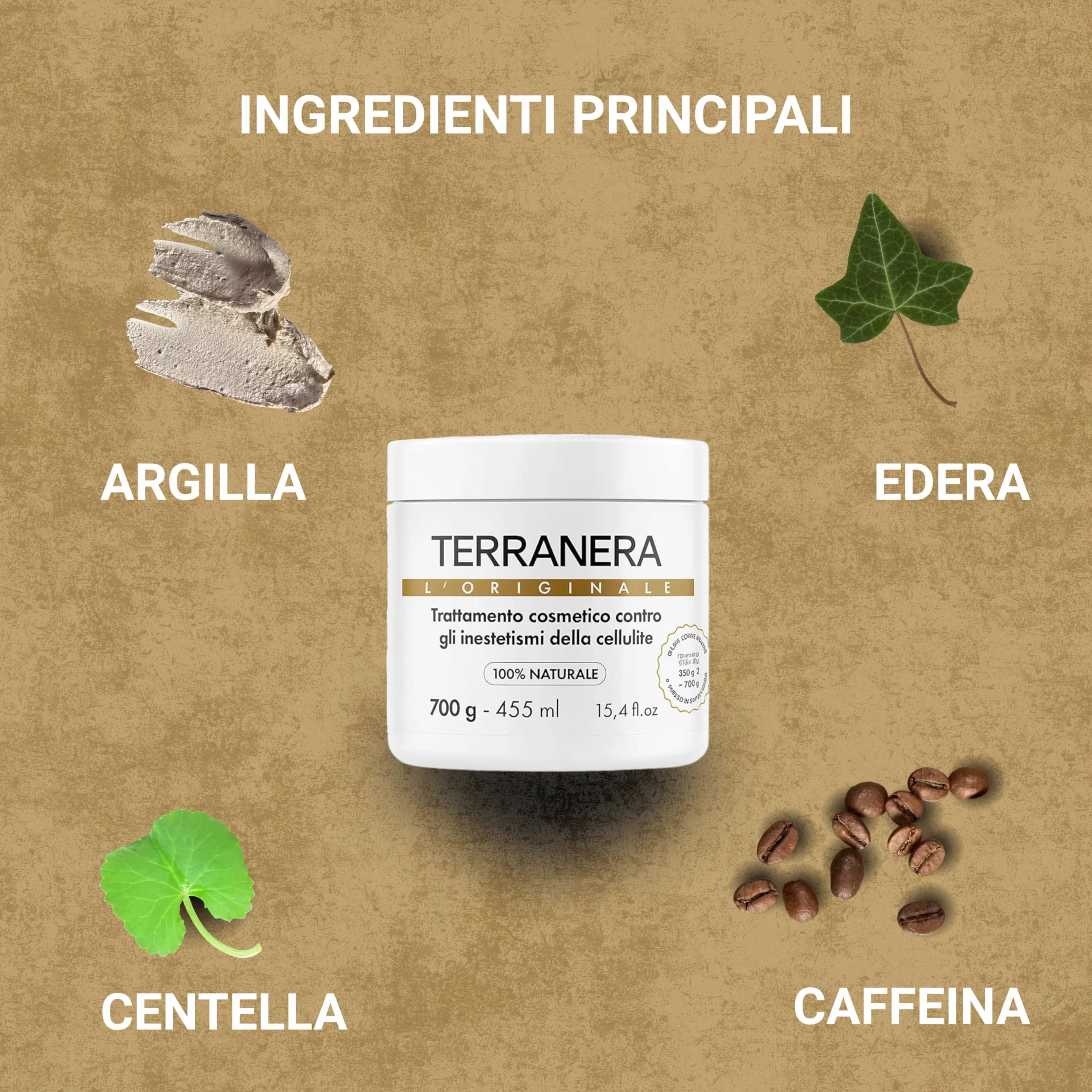 Terranera Fango Anticellulite 1kg (2x700g) – Trattamento Drenante Corpo – Riduce Inestetismi Cellulite e Rassoda la Pelle