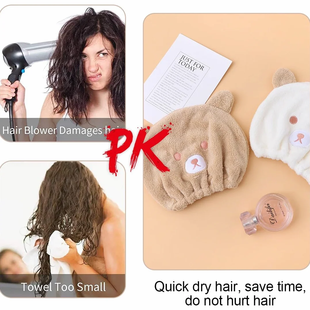 2 Pezzi Asciugamano per Capelli Turbante, Asciugamani per Capelli in Microfibra, Cappuccio per Capelli Secchi Super Assorbente, per Donne, Adulti o Bambini, Ragazze