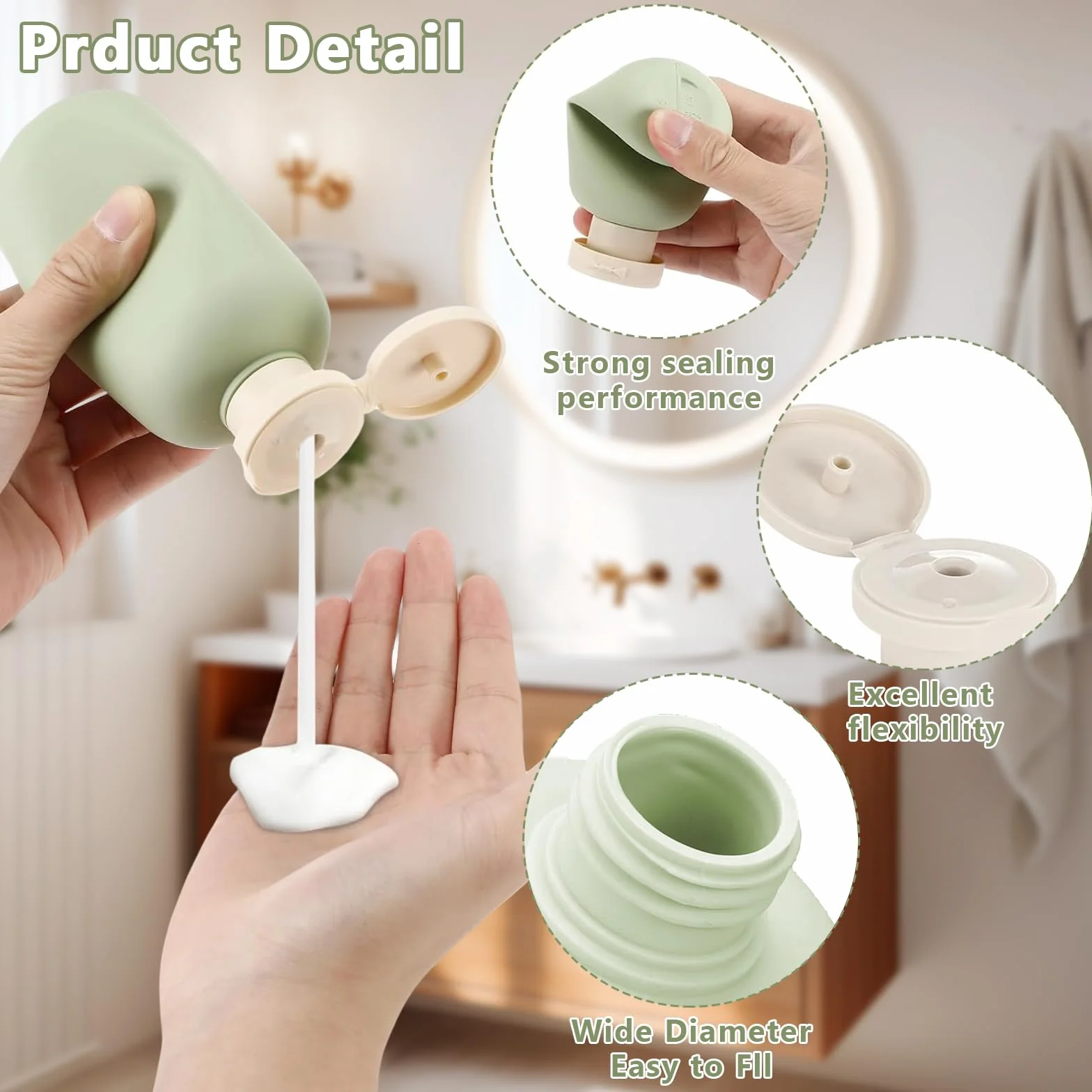 3 Pezzi Bottiglie da Viaggio in Silicone 300ml Contenitori da Viaggio Kit Viaggio Liquidi con Borsa da Toilette e Etichetta,Boccette da Viaggio per Shampoo e Balsamo Liquidi