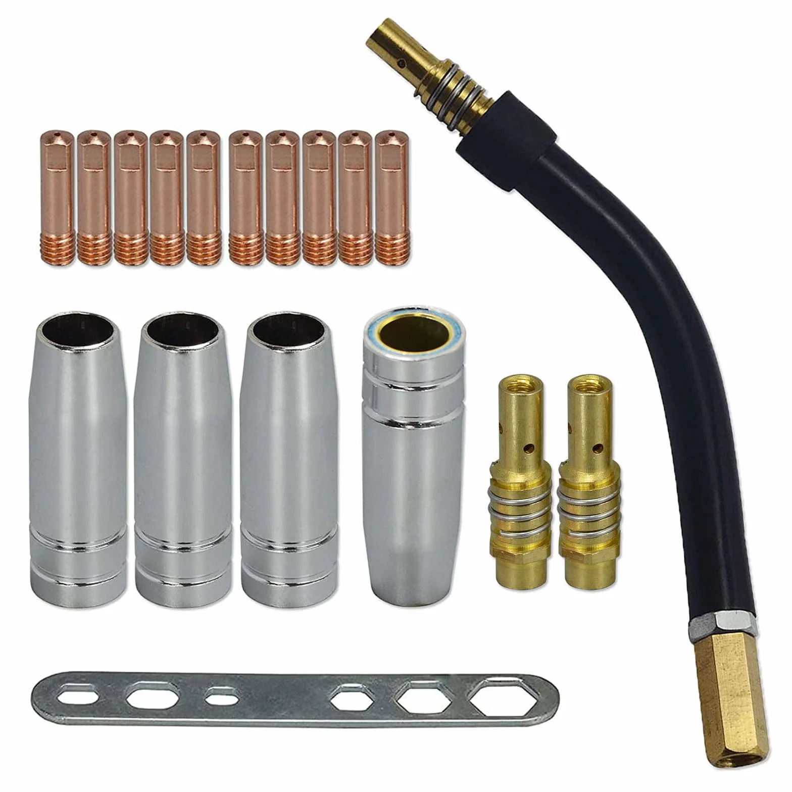 RIVERWELD MB15 15AK Punta di contatto 0,8 mm M6 Portapunta diffusore coppa protezione collo torcia saldatura MIG 18 pezzi