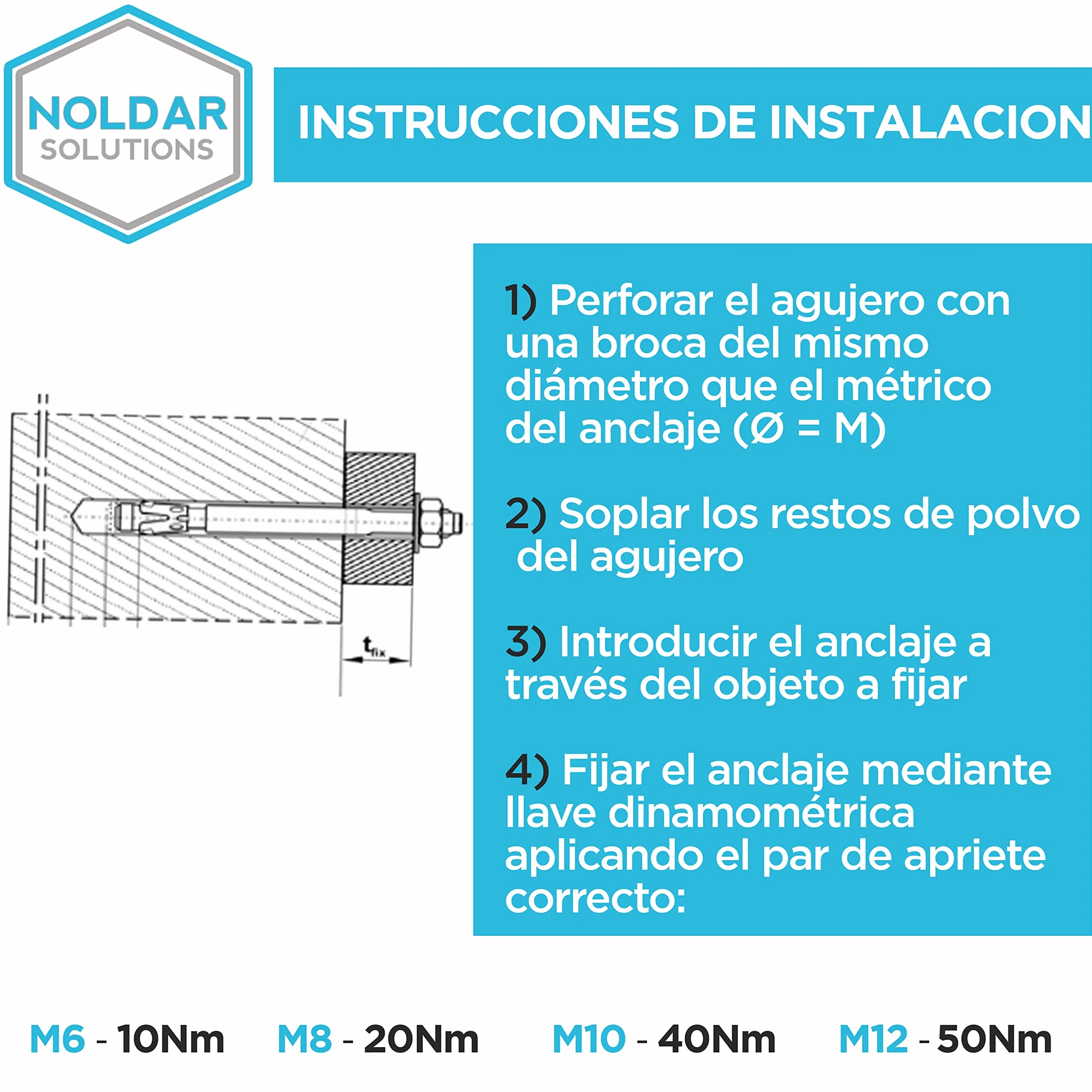 Tasello ancorante M8x80 mm in acciaio inox con dado e rondella premontati per calcestruzzo 25 unità