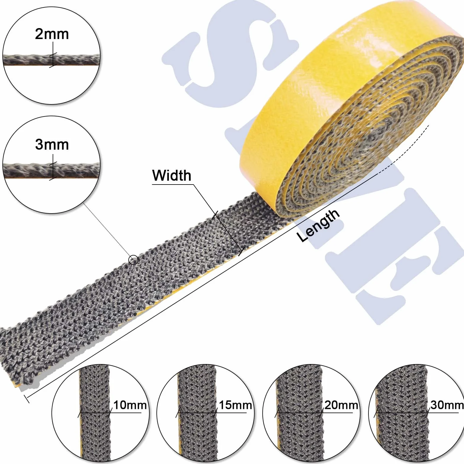 Guarnizione autoadesiva per stufa a legna, Corda ermetica resistente al calore 2mm x 15mm x 2m