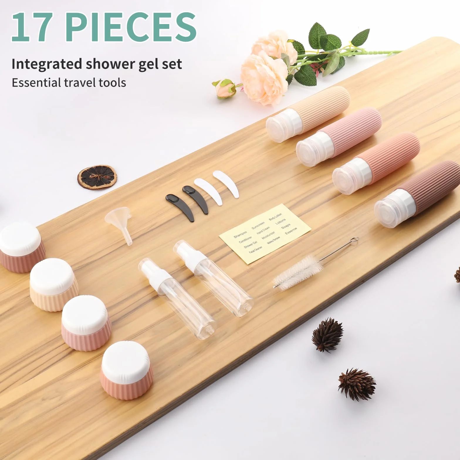 18 Pezzi Bottiglie da Viaggio in Silicone, Kit Viaggio Liquidi Riutilizzabili, Flaconi da Viaggio con Etichetta Possono Riempire Cosmetici, Articoli da Bagno e Altri Liquidi e Creme