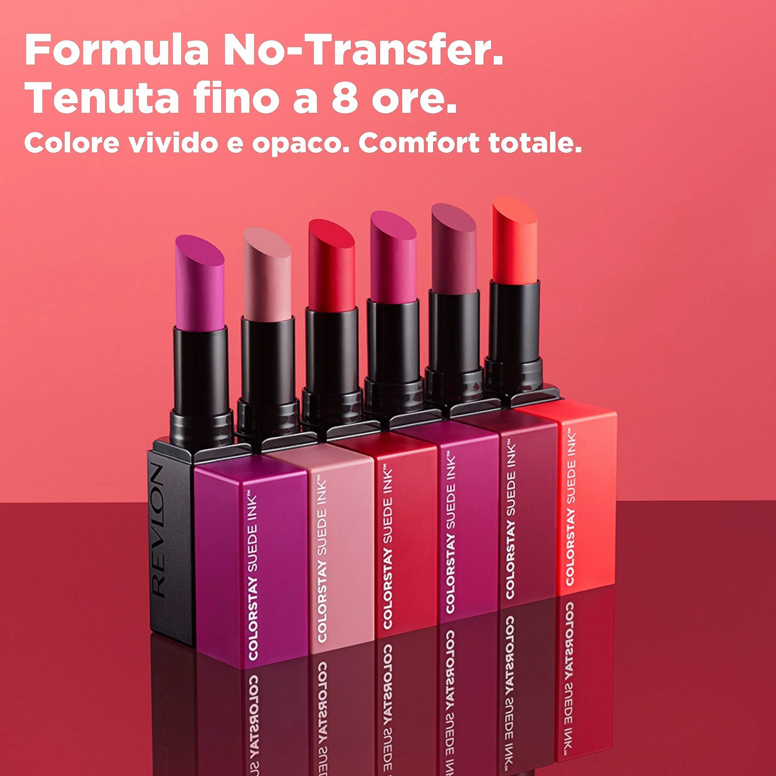 Revlon ColorStay Suede Ink Lipstick, Rossetto Opaco, A Lunga Durata, Formula No-Transfer, Arricchito con Vitamina E, Resistente All'Acqua, 015 Lip Boom, 2.55g
