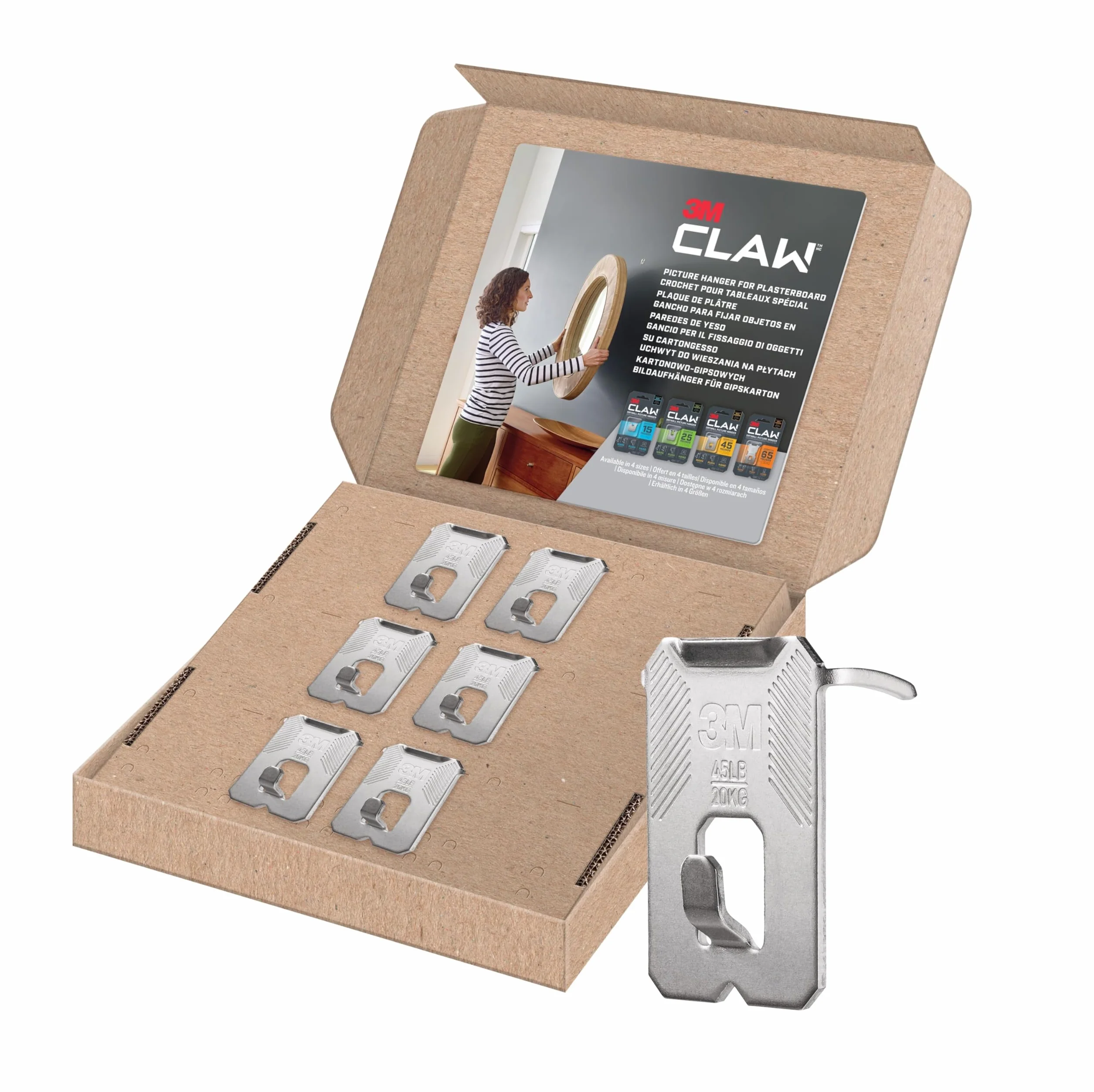 3M CLAW Ganci per Cartongesso, Confezione da 6 - Sostiene fino a 20 kg