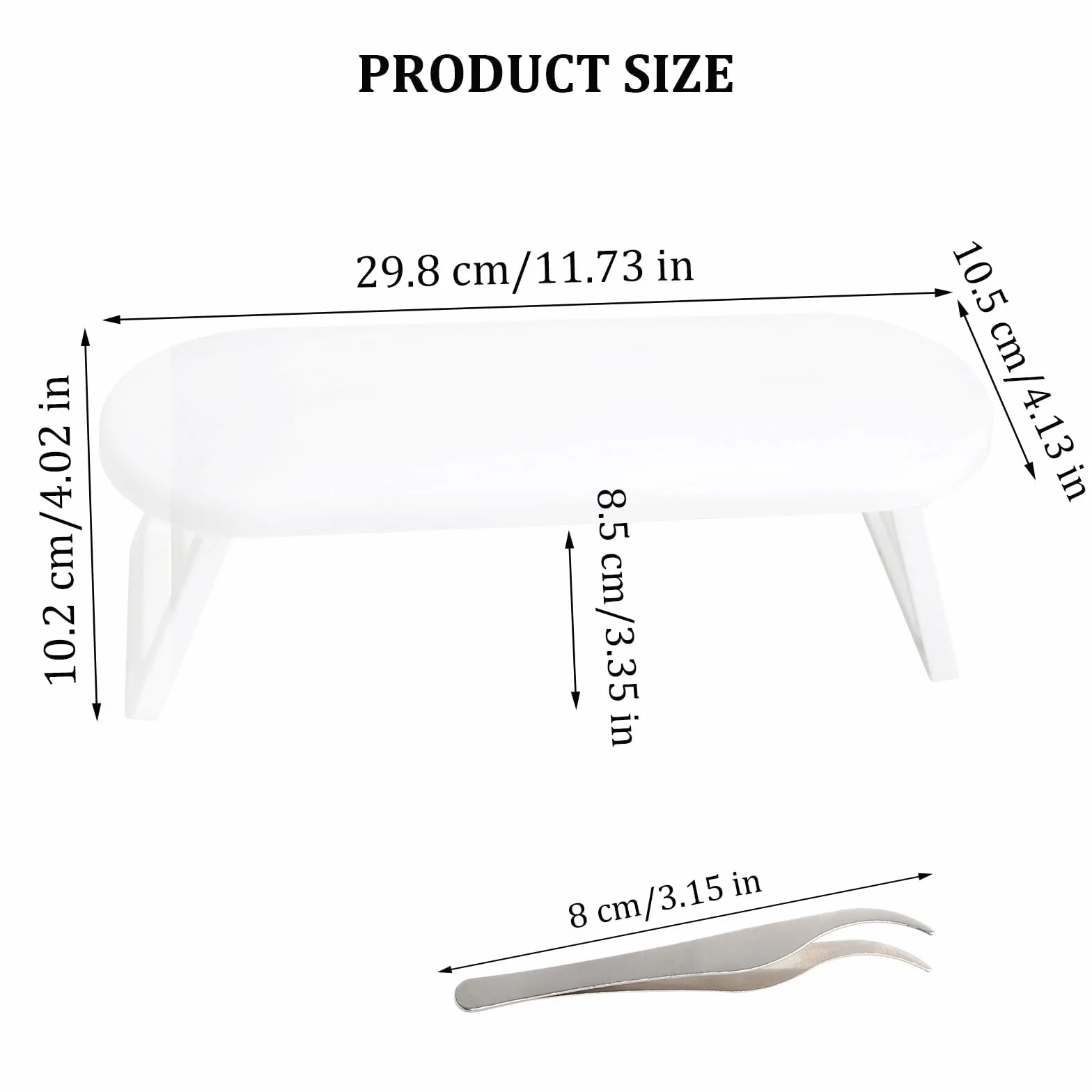 poggiamani per salone di bellezza, pieghevole cuscino poggiamani con pinzetta di precisione in acciaio inossidabile da 80 mm per manicure domestica e saloni di bellezza (bianco)