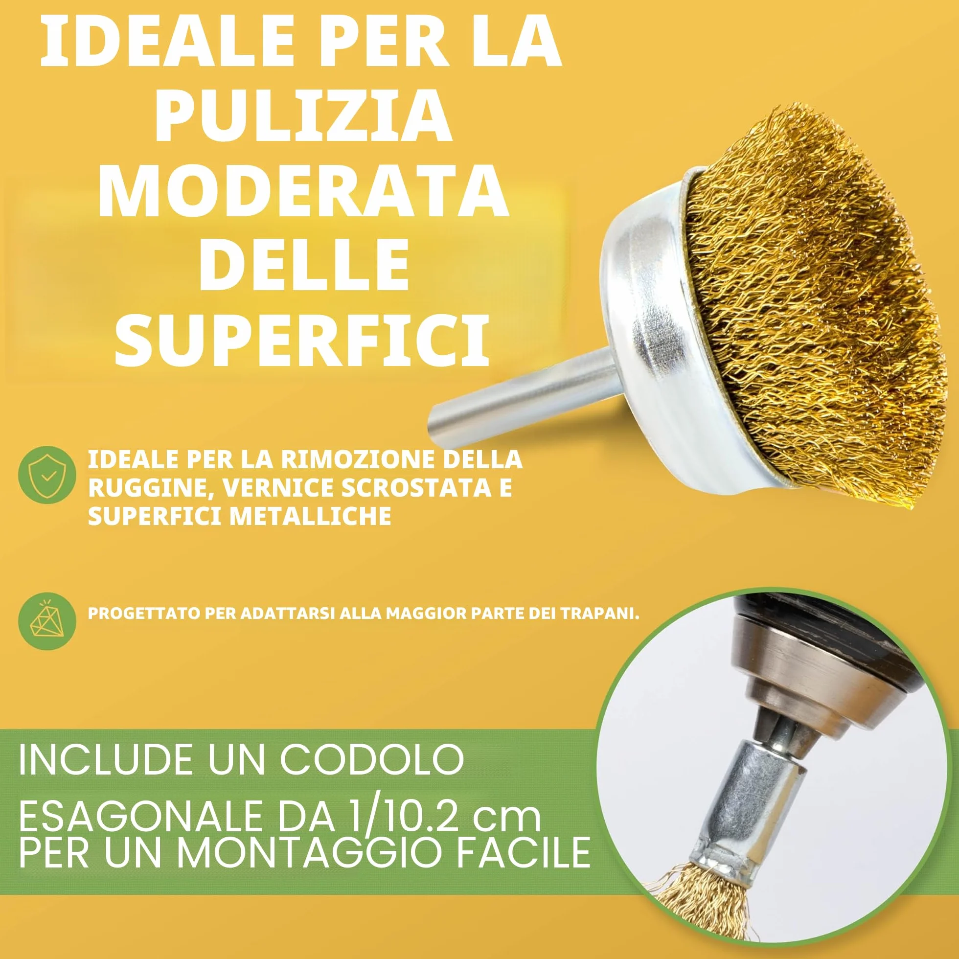 BLOSTM Spazzola Ferro per Trapano 9 Pezzi Set Completo Pulizia Rimozione Ruggine Lucidatura Vernice