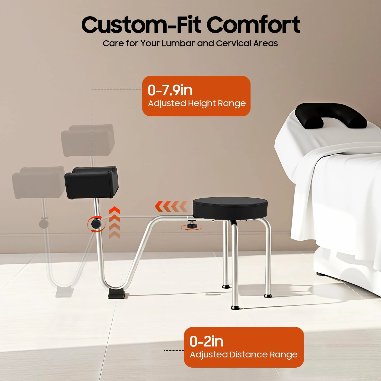 Sgabello per pedicure, con poggiapiedi, altezza regolabile 10 kg, carico massimo, cuscino comfort in poliuretano e piedi antiscivolo, per salone di manicure pro e uso domestico