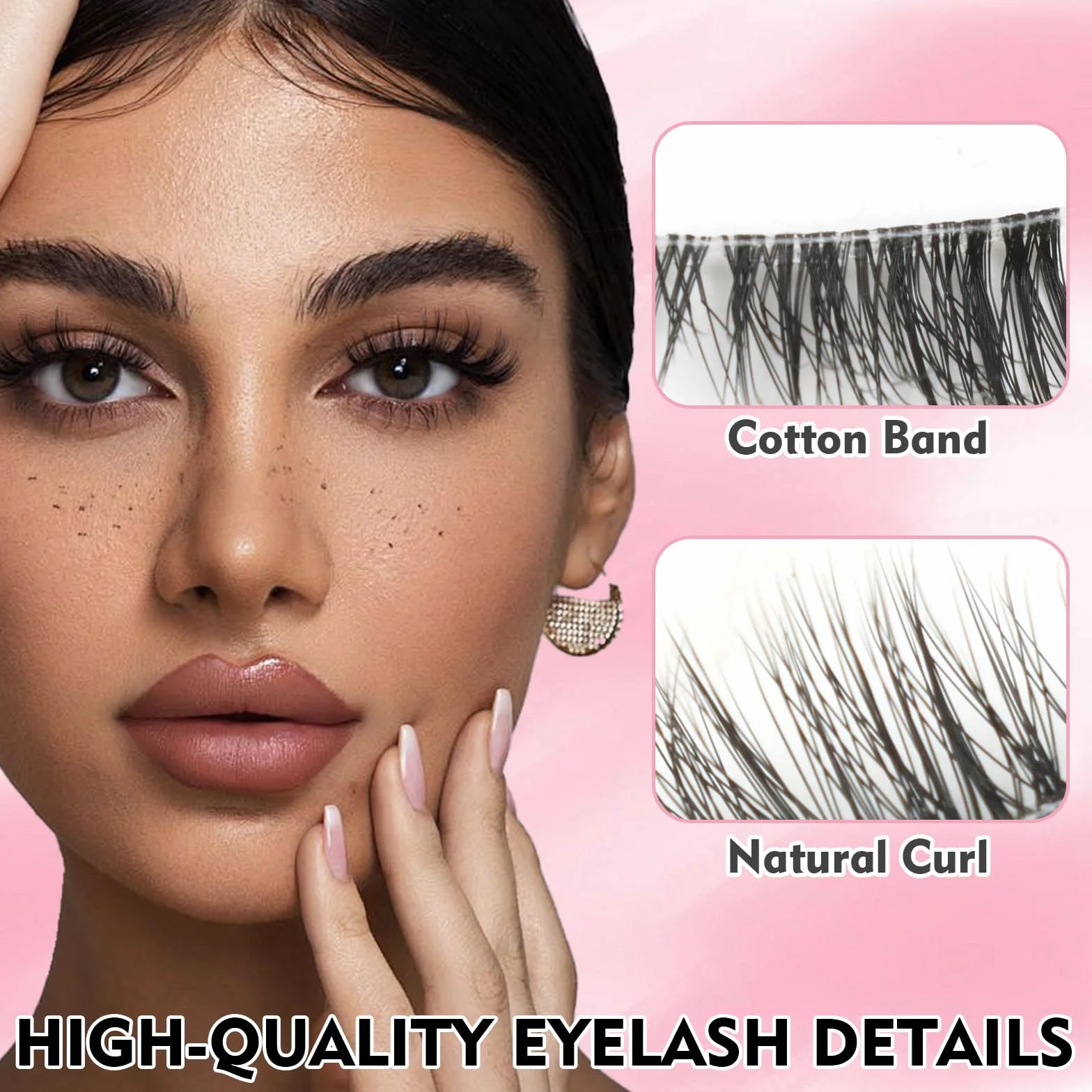 VEGCOO 10 Paia Mezze Ciglia Finte Naturali, Ciglia Occhio di Gatto Fake Half Eyelashes Riutilizzabile, 3D Cancella Banda Trasparente Corner Lashes (HN-Stelo trasparente)