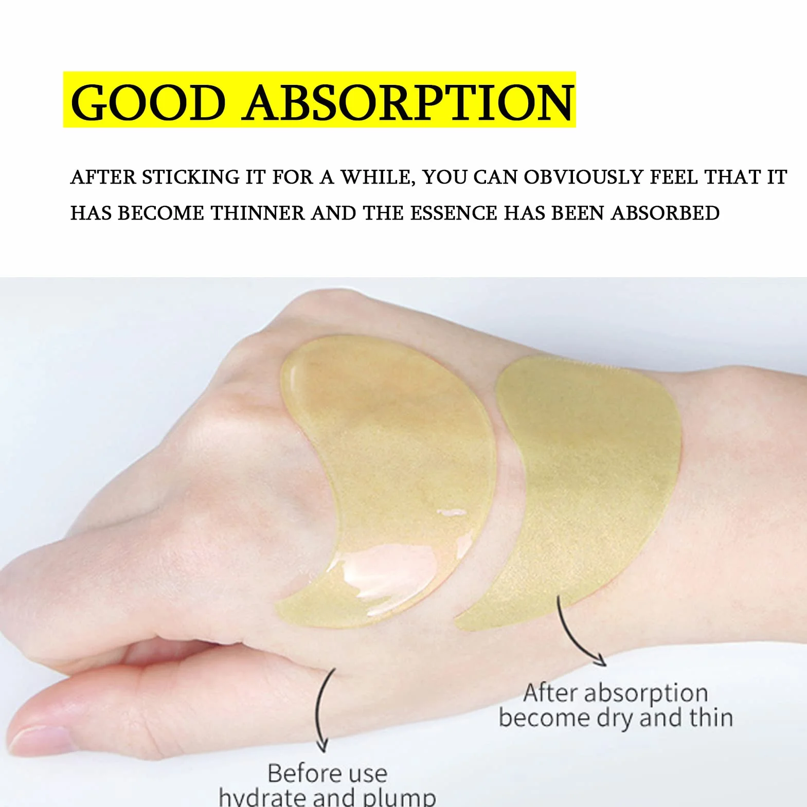 Patch Occhi,60 pezzi Maschera per Gli Occhi, Maschera per il trattamento sotto gli occhi in oro, Per Anti-Rughe Anti-Età ed Idratante Ridurre Borse Occhiaie e Puffiness