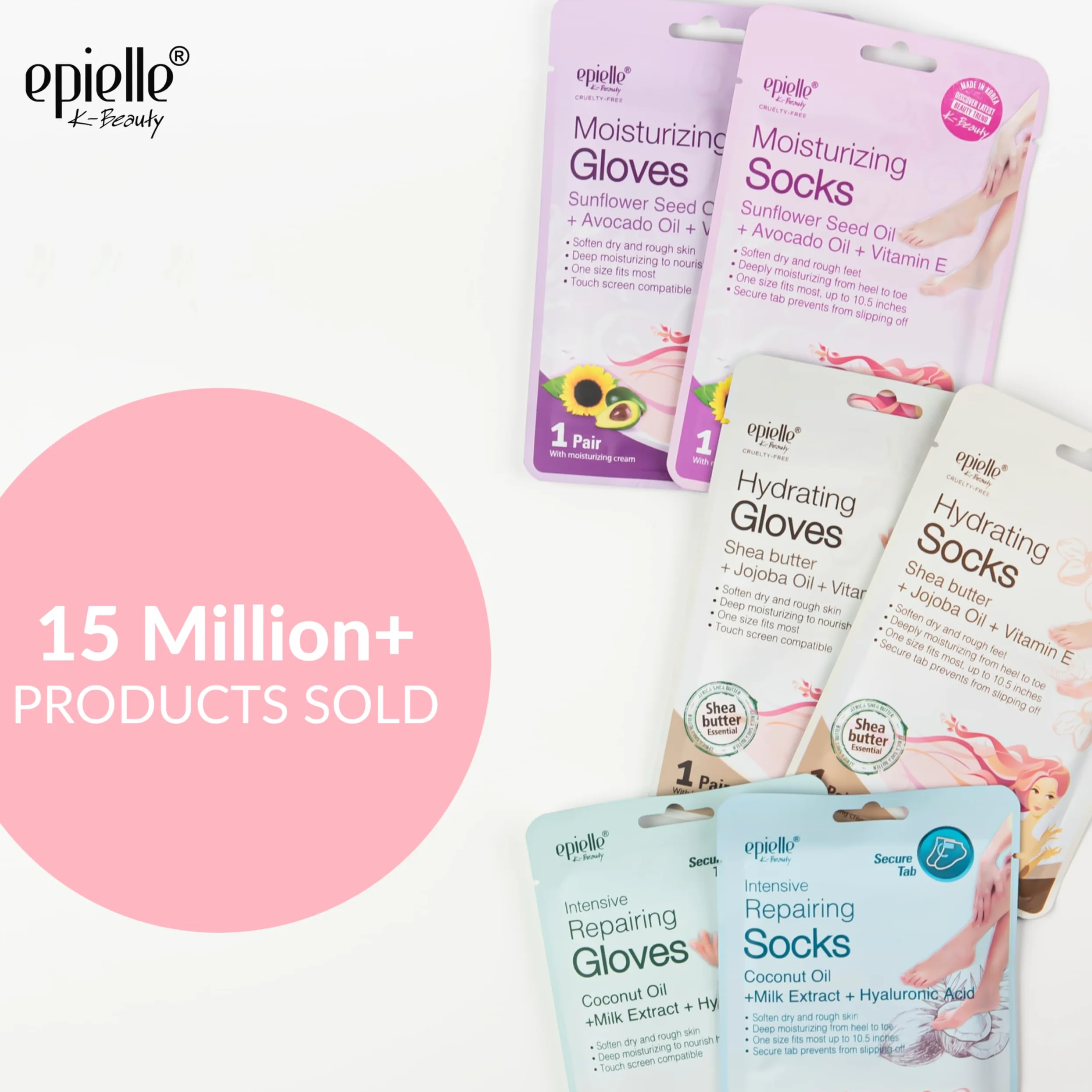 Epielle Maschere idratanti per mani (6 pk) per maschere da spa a secco | olio di semi di girasole + olio di avocado + vitamina E, Beauty Gifts, Skincare Gifts