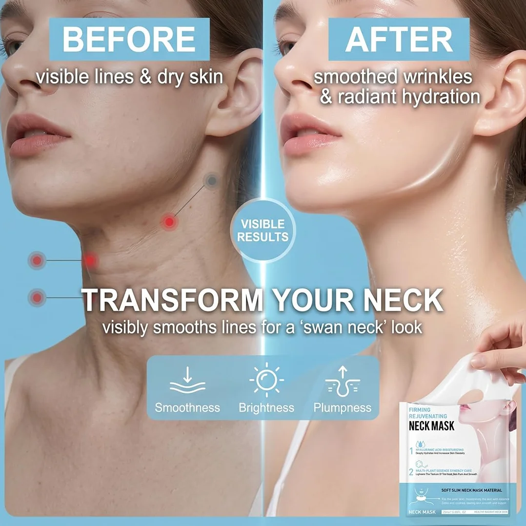 GXGM 10 Pezzi Maschera per il Collo, Maschera Collo Lifting, Mask Idratante Cuello, Patch Cuello Antirughe, Idratante, Anti-Età, Doppio Mento, Deep Collagen Mask