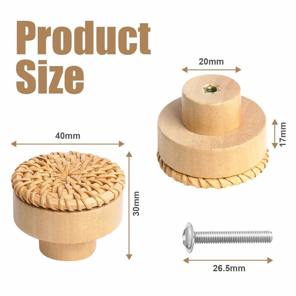 Ainiv 6pz Maniglie Rotonde per Mobili in Legno 40mm Pomelli per Armadietti
