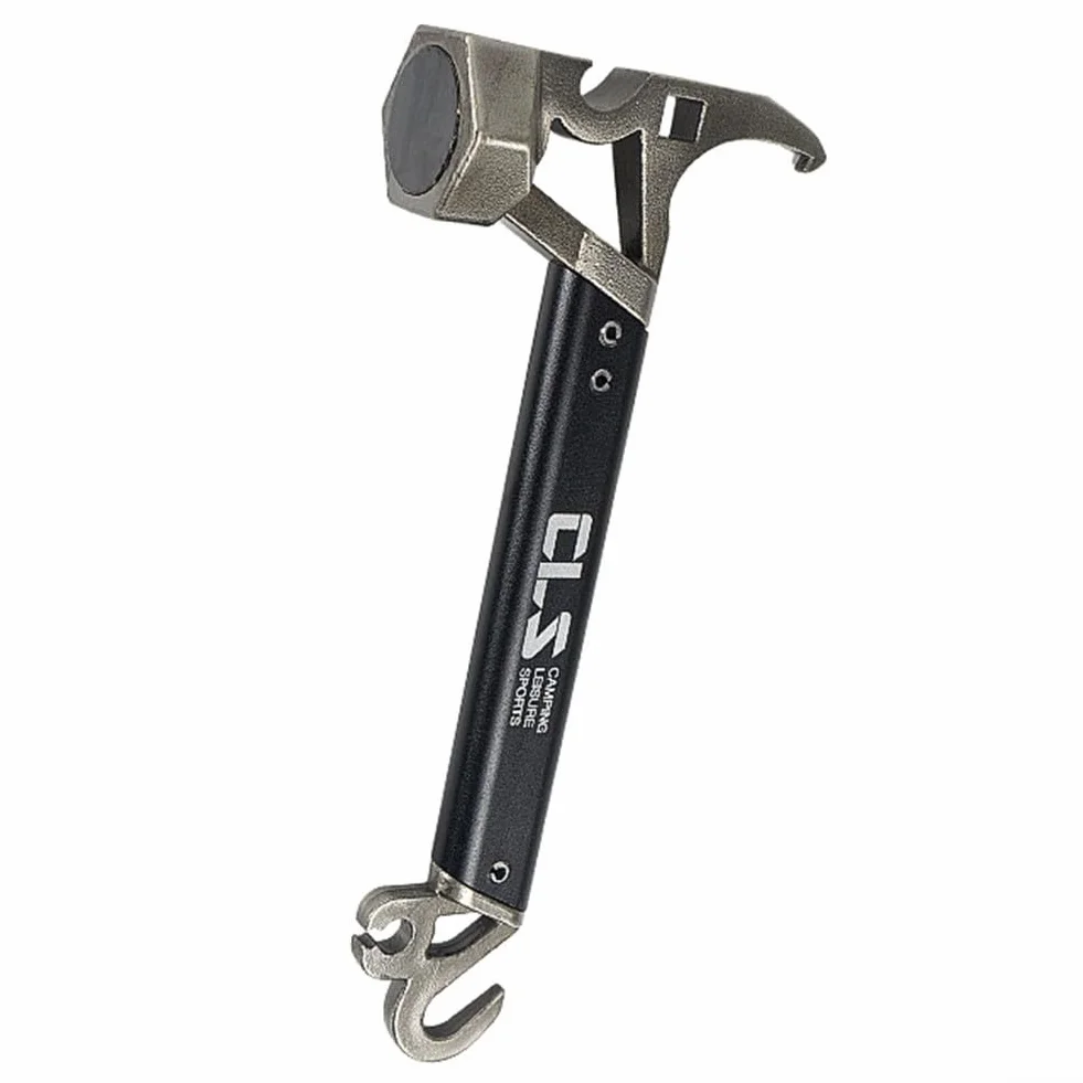 SPORTARC Martello da campeggio in acciaio inox con estrattore chiodi e apribottiglie